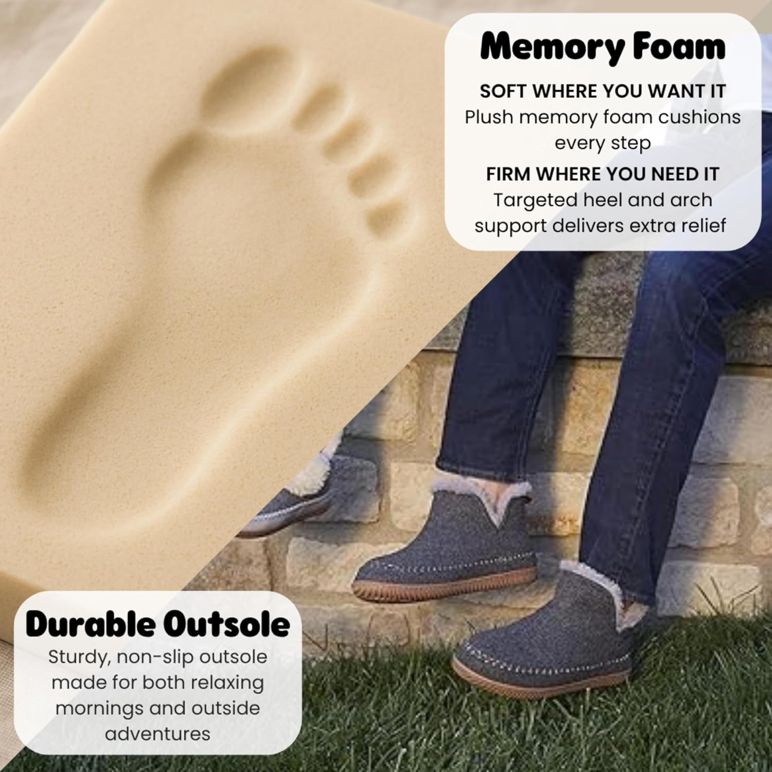 Dearfoams Men's Memory Foam Indoor House Slippers Brixen Ankle Boot House Shoes - Gifts for Men