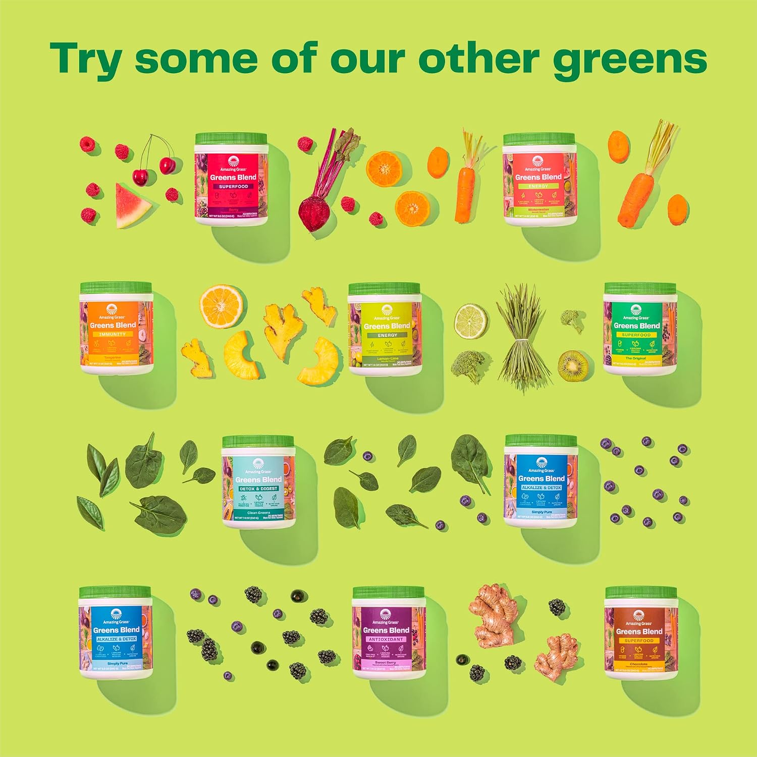 Amazing Grass Super Greens Powder Original, 60 Servings, 16.9 oz | Organic Greens Superfood Powder with Spirulina, Beet Root, Probiotics & Digestive Enzymes to Support Digestion