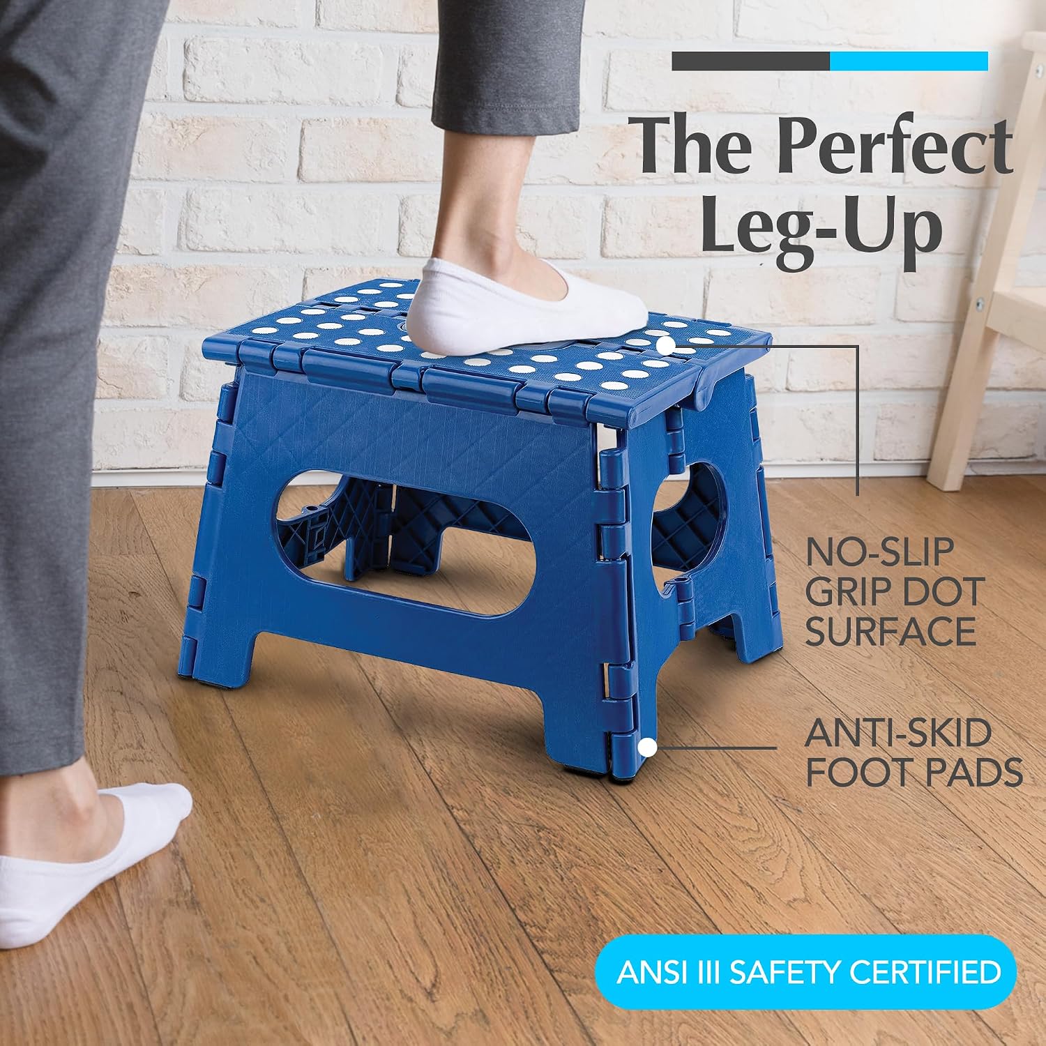 Handy Laundry Folding Step Stool 9 Inch, Black, Non-Slip Holds 300 lbs | 9 Inch, Black, Foldable Collapsible Step Stool, Non-Slip, Holds 300 lbs, Kitchen Bathroom Bedroom, Adults