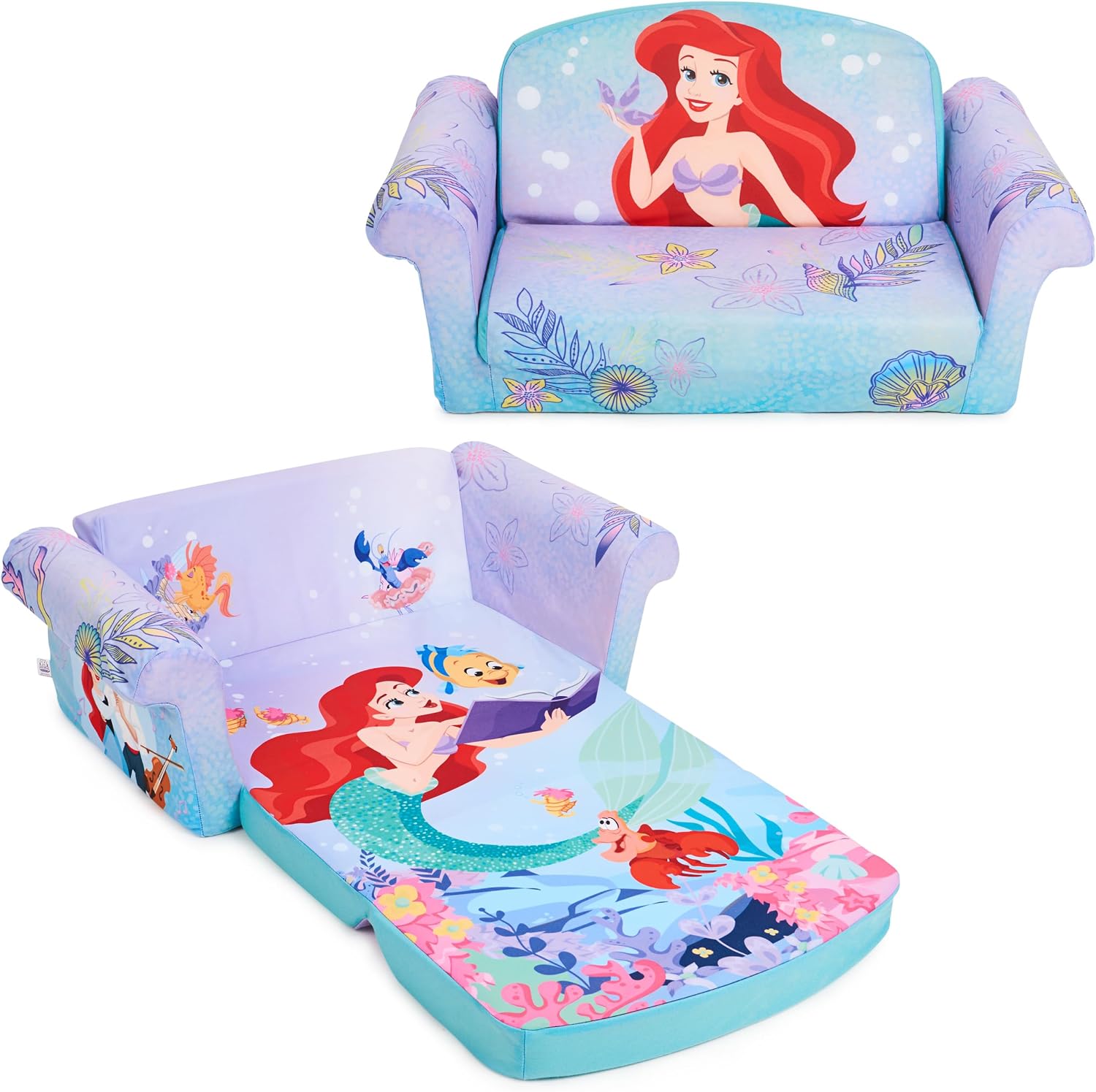 Marshmallow Furniture, Children's 2 in 1 Flip Open Foam Sofa, Minnie Mouse, by Spin Master | Pullout Foam Sleeper for Folding Lounging, Sitting, and Napping for Toddlers & Kids, Bedroom and Playroom Use