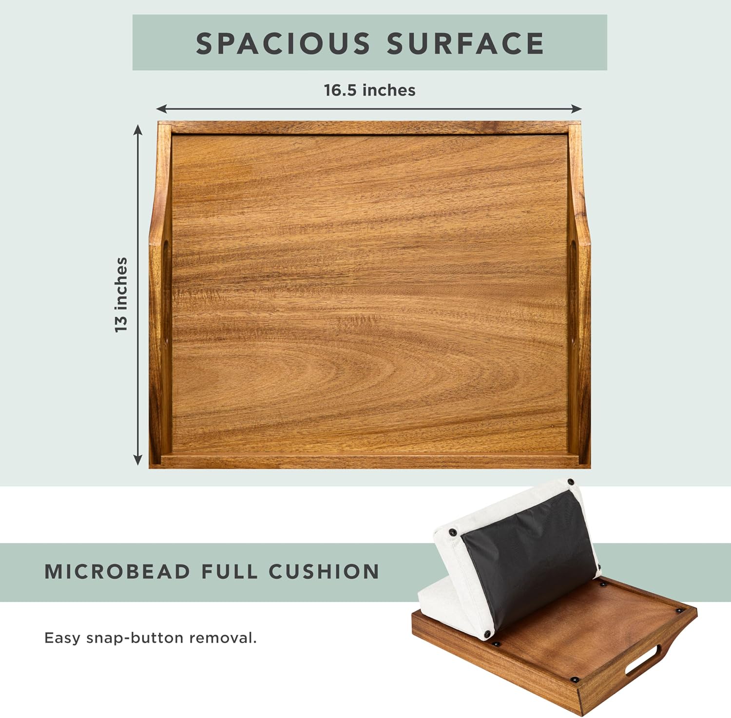 ROSSIE HOME Wood Lap Tray – Natural Acacia, Fits 15.6” Laptops