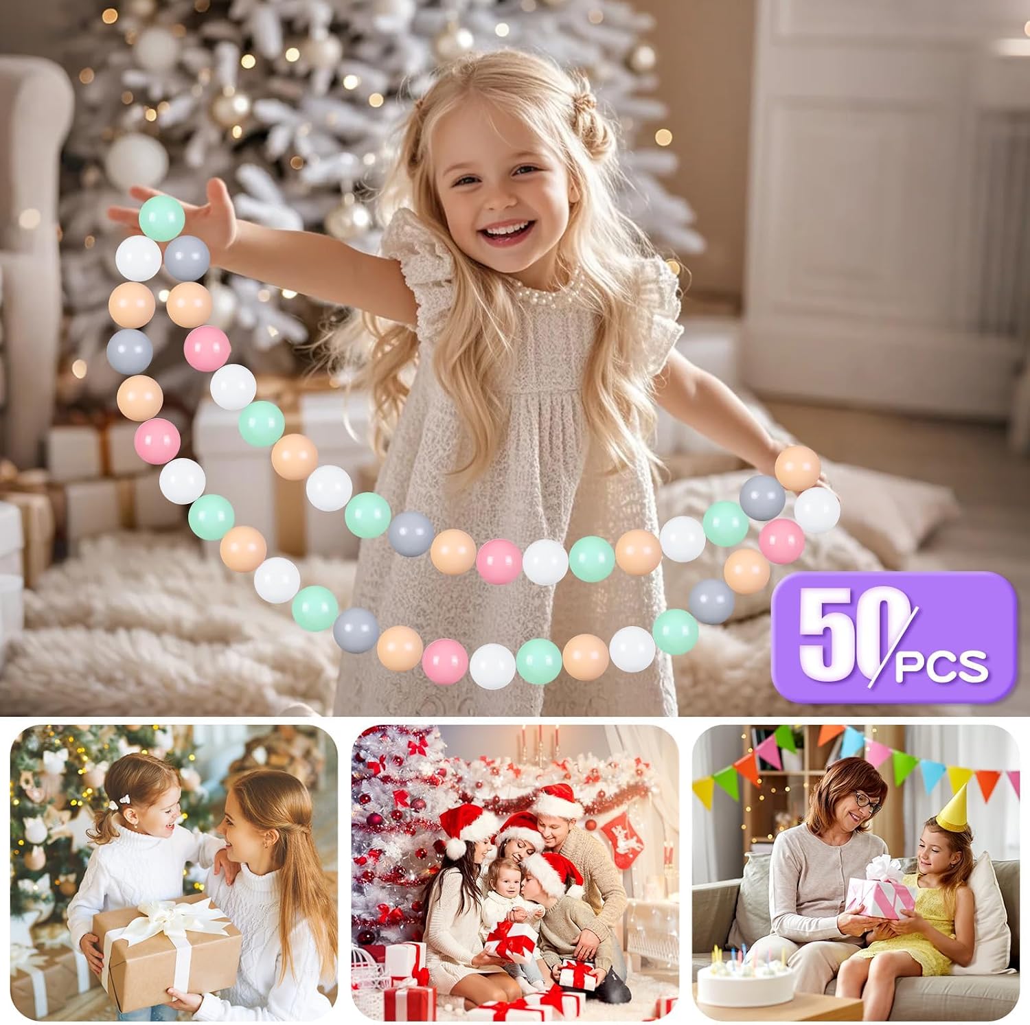GOGOSO Ball Pit Balls 100 PCS for Toddles, Kids Plastic Balls for Ball Pit, Pool, Pink Party Accessories, Birthday Decoration