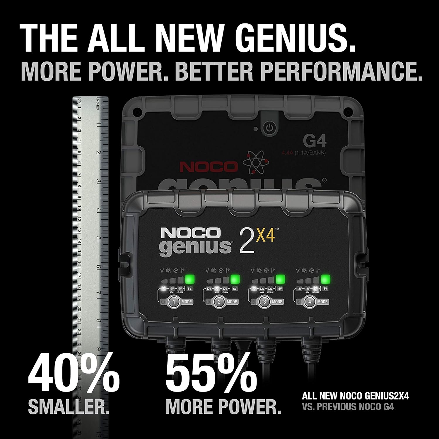 NOCO GENIUS2X4 6/12V 4-Bank Battery Charger, Trickle Charger & Maintainer