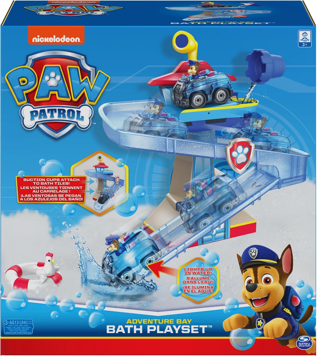 Paw Patrol Adventure Bay Bath Playset with Light-Up Chase Vehicle