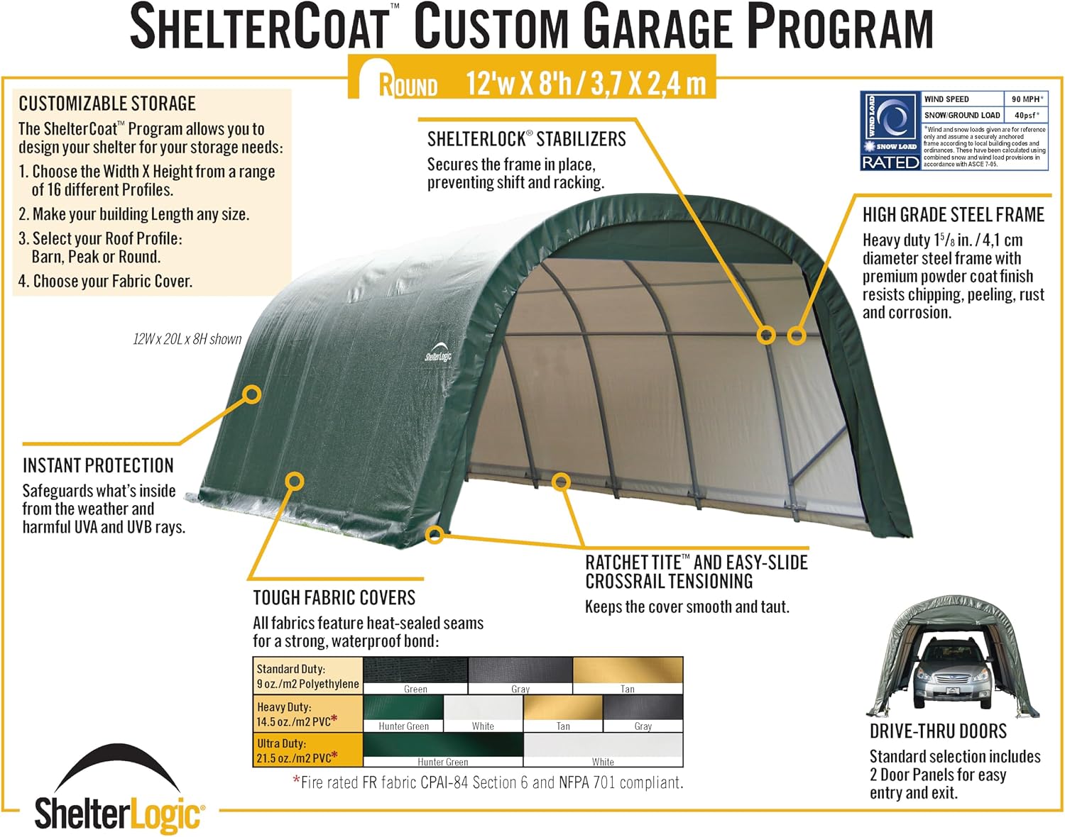 ShelterLogic 71332 Grey 12'x20'x8' Round Style Shelter