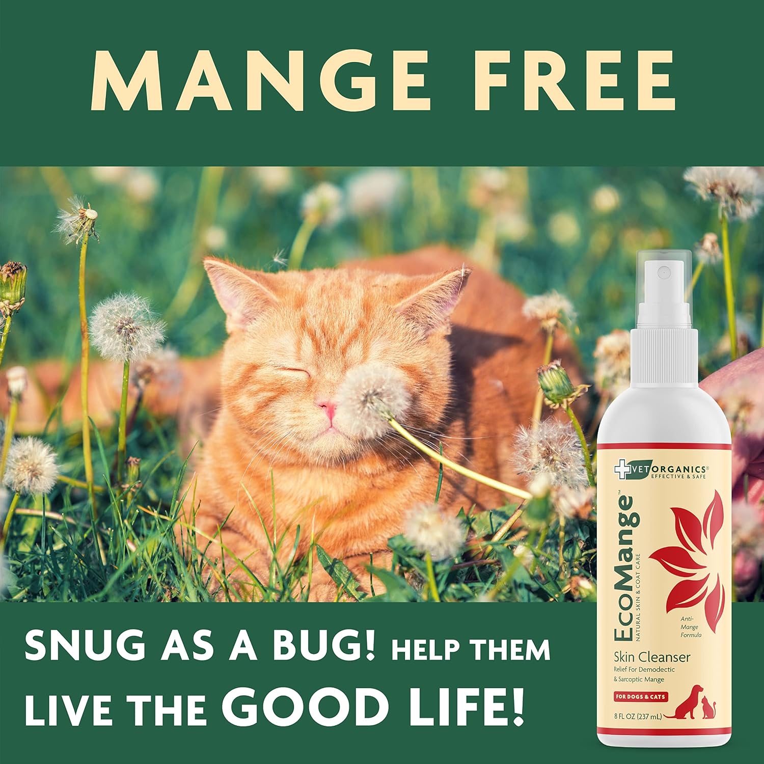 EcoMange Mange Relief for Dogs & Cats – 8 Oz. Cat & Dog Itch Relief