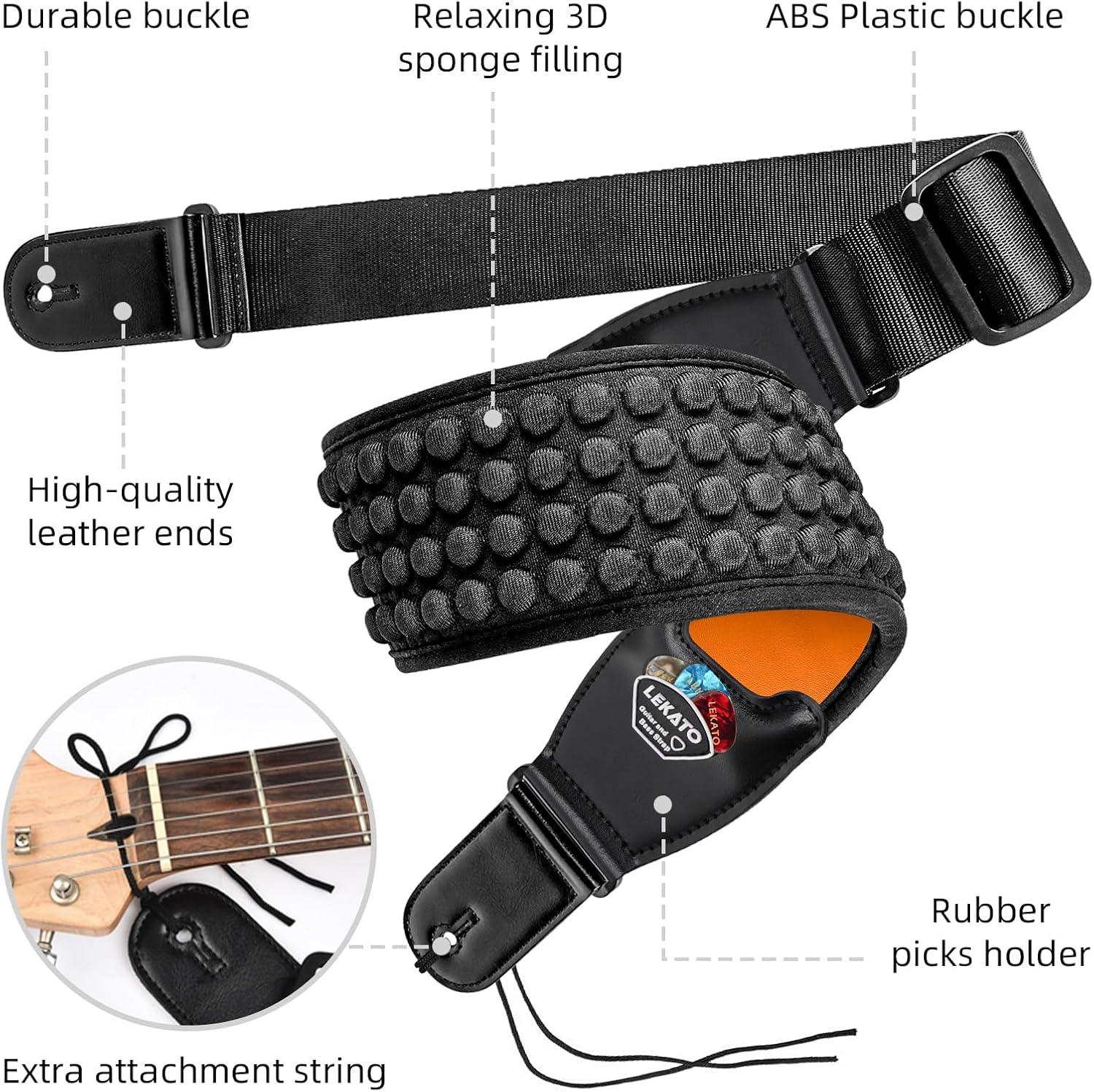 LEKATO Guitar Straps for Electric Guitar Bass