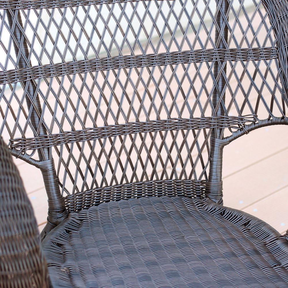 Jeco Wicker Chair with Red Cushion, Set of 2, White/W00206-