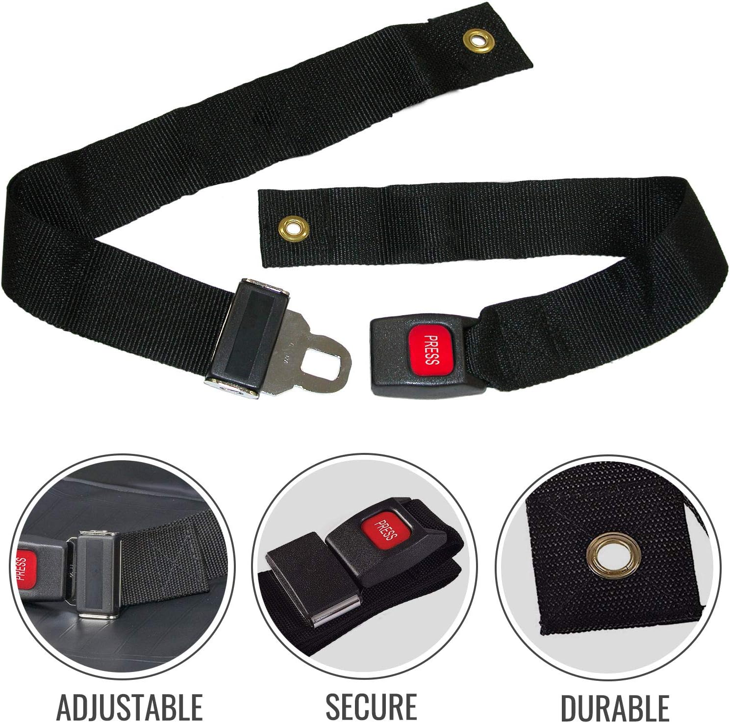 DMI Wheelchair Seat Belt and Safety Harness, Easy Install, 45 Inches long and 1.75 Inches Thick, Adjusts to 41 Inches, Black (Pack of 1)
