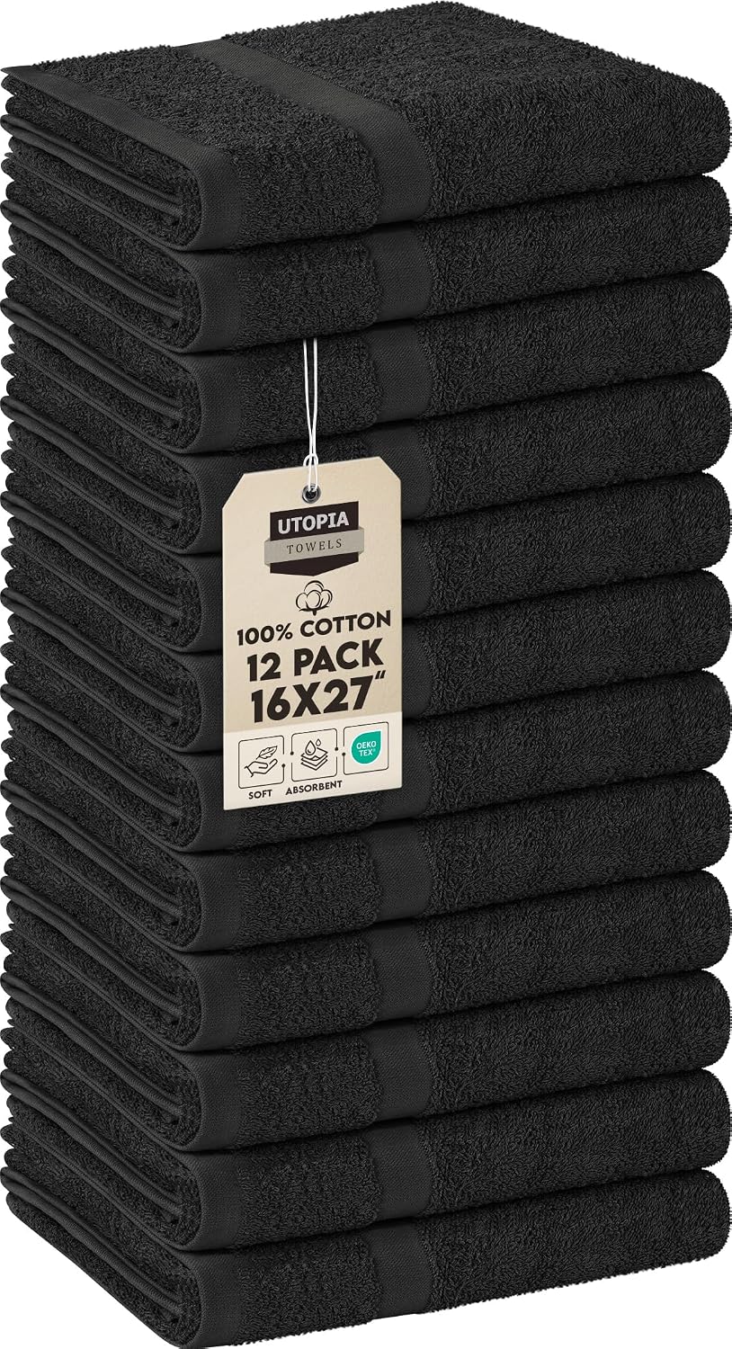 Utopia Towels Salon Towels, Pack of 24, 16x27 in, 100% Cotton, White | Highly Absorbent Lightweight Cotton Salon Towels for Hand, Gym & Beauty Care - Soft, Ideal for Spa & Home Hair Care