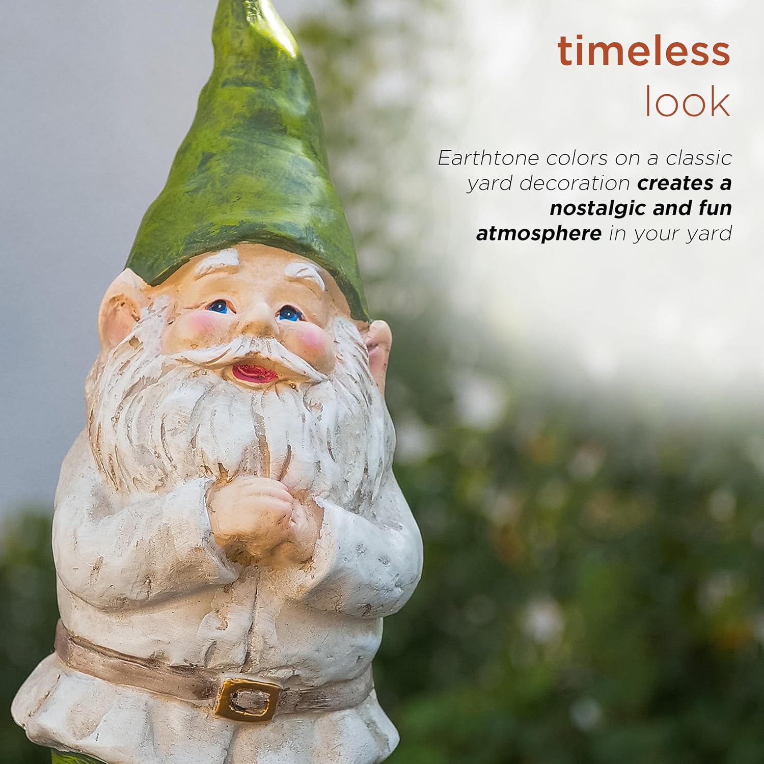 Alpine Corporation 12" Tall Traditional Outdoor Garden Gnome Yard Statue Decoration