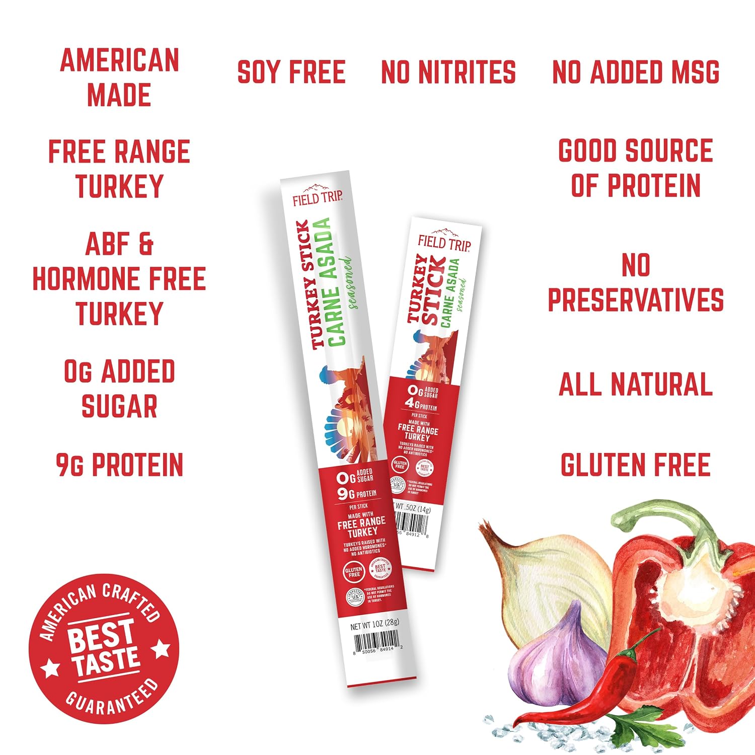 Field Trip Grass Fed Pepperoni Jerky Snack Sticks, Keto, Paleo, Gluten Free, Allergy Friendly Snack, High Protein, 50 Calorie Snack, 0.5oz, 24 Pack | Grass Fed, Keto, Paleo, Gluten Free, Allergy Friendly Snack, High Protein, 50 Calorie Snack