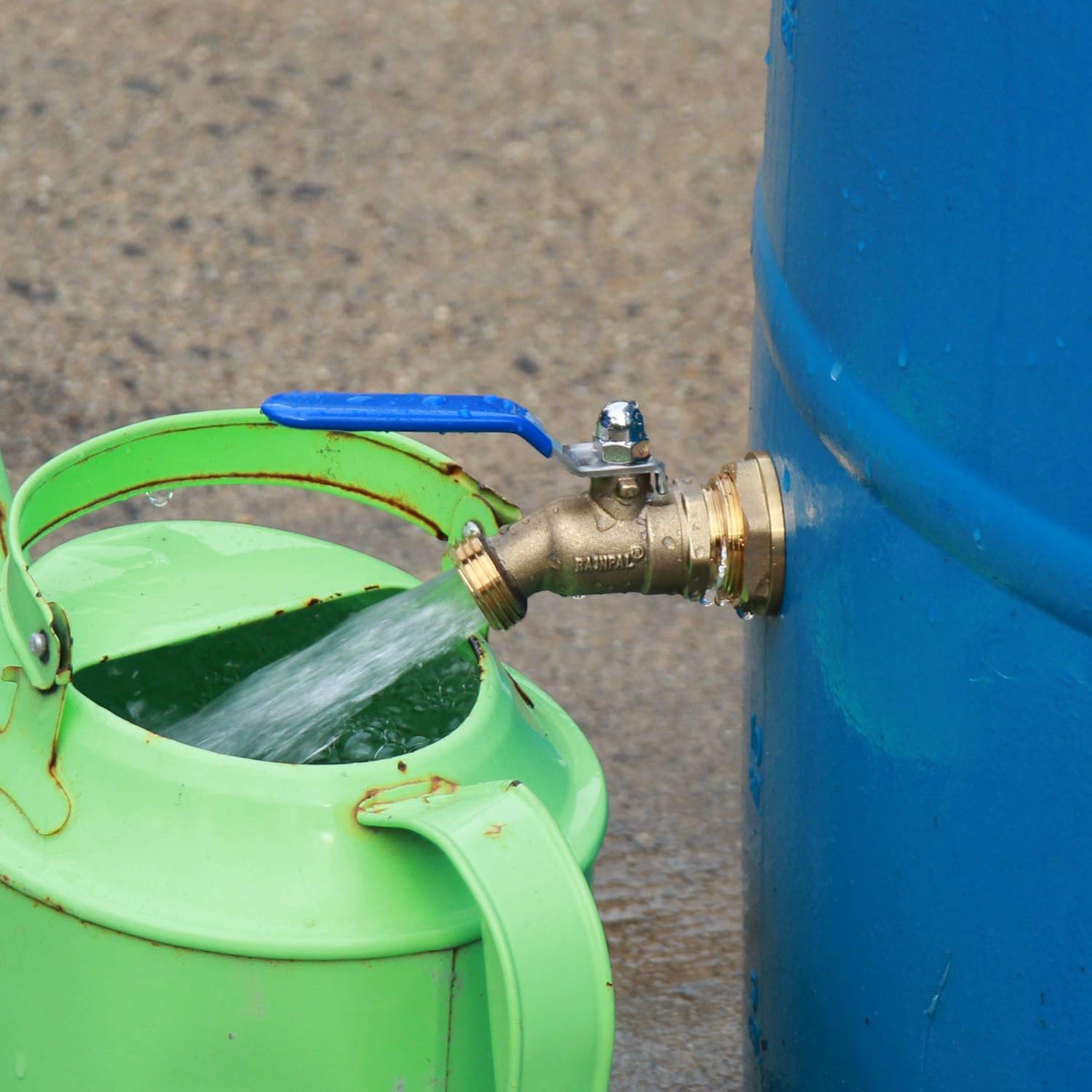 RBS024 Brass Rain Barrel Spigot (LF Compliant 3/4" Quarter Turn Ball Valve w/Bulkhead Fitting and Thread Tape, 7 GPM)