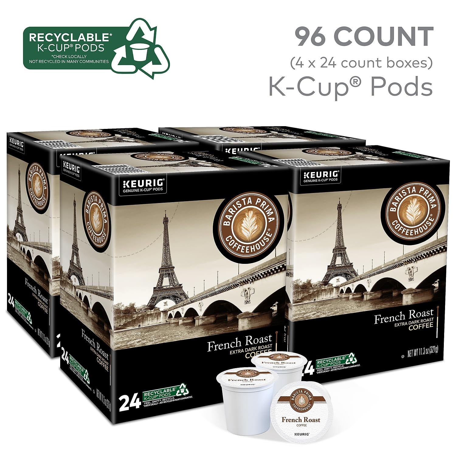 Barista Prima Coffeehouse 6611 French Roast K-Cups Coffee Pack, 24/box