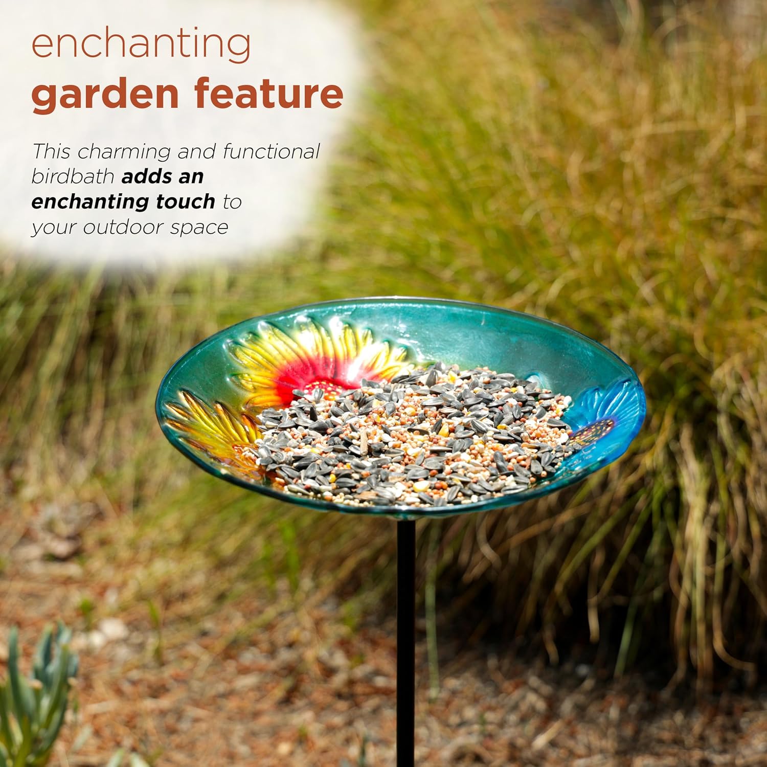 Alpine Corporation 25" Tall Outdoor Birdbath with Planter Pedestal Yard Statue, Stunning Garden Accent, 15" Round, Green