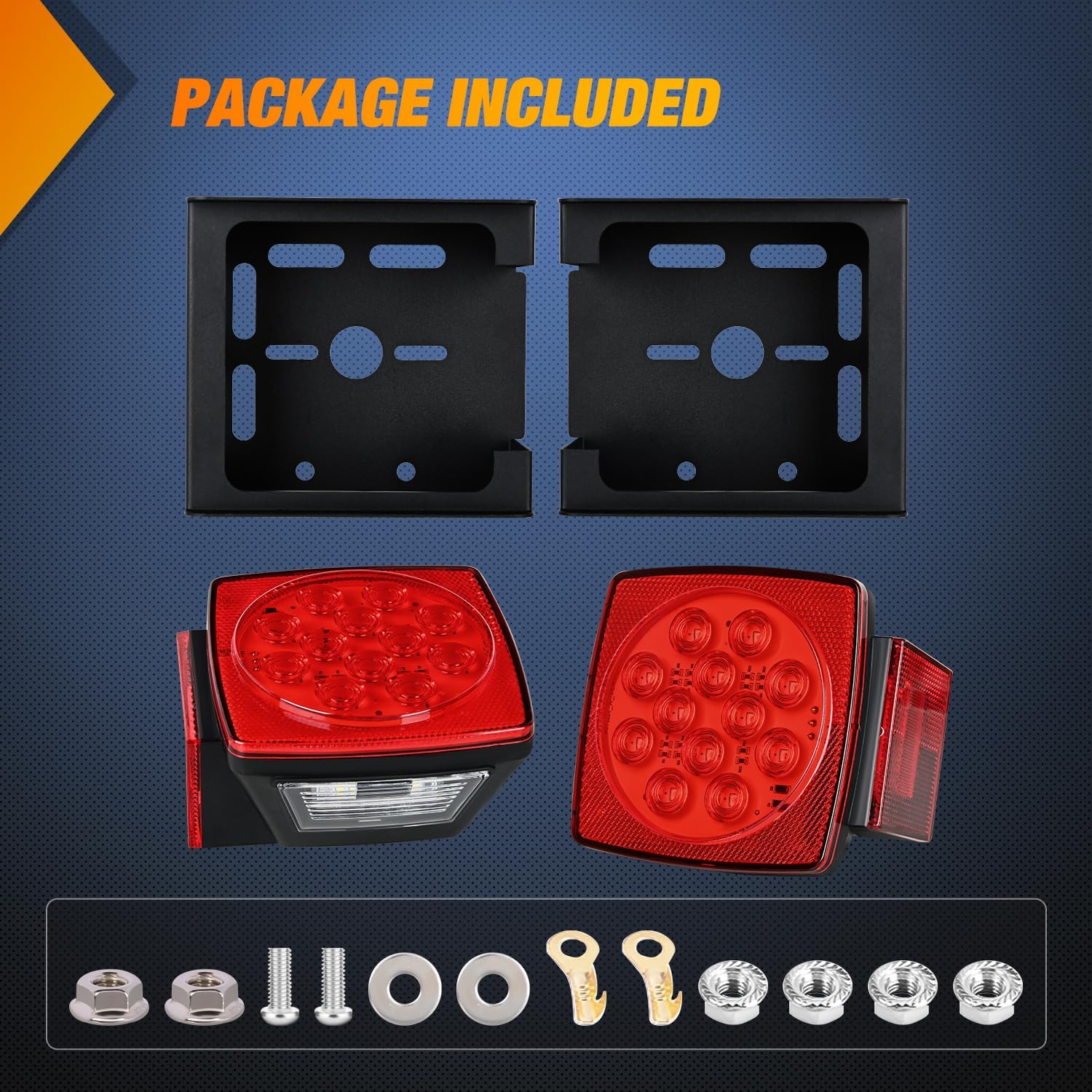 Nilight Square Submersible LED Trailer Light Kit,IP68 Waterproof 2PCS