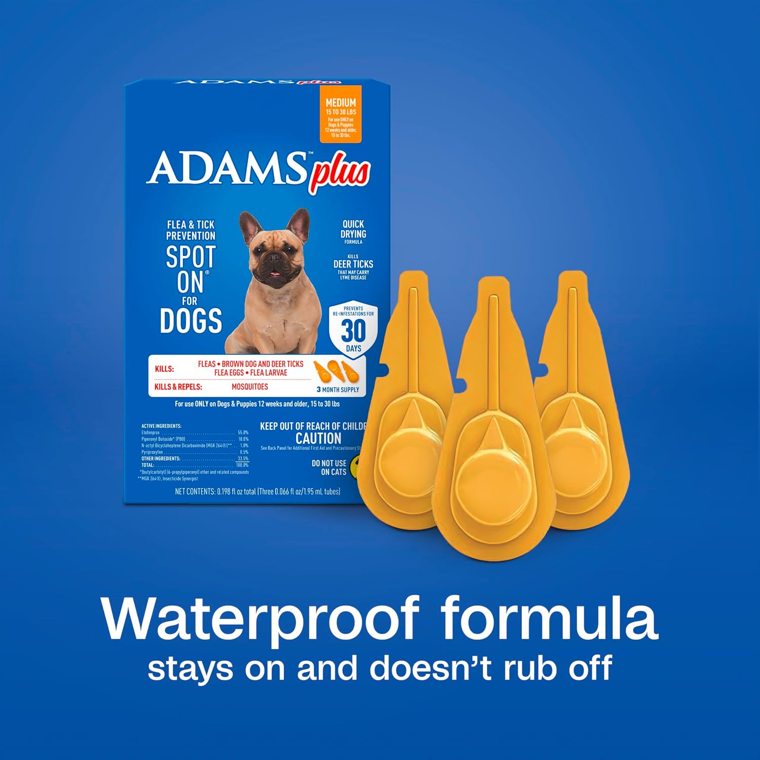 ADAMS Plus Flea & Tick Prevention Spot On for Extra Large Dogs, 3 Pack