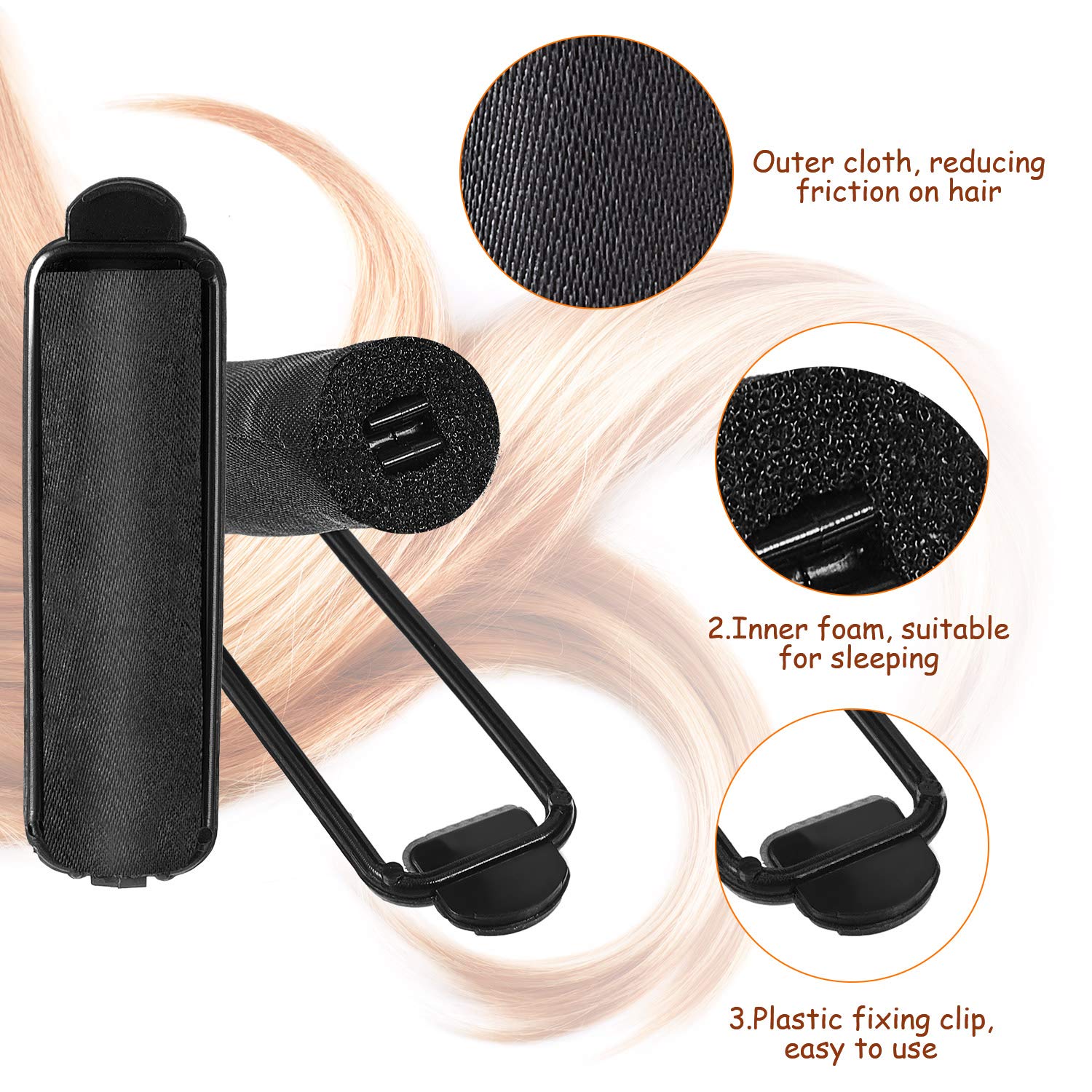 WILLBOND 40 pcs Sponge Hair Rollers, 0.6 Inch, Black
