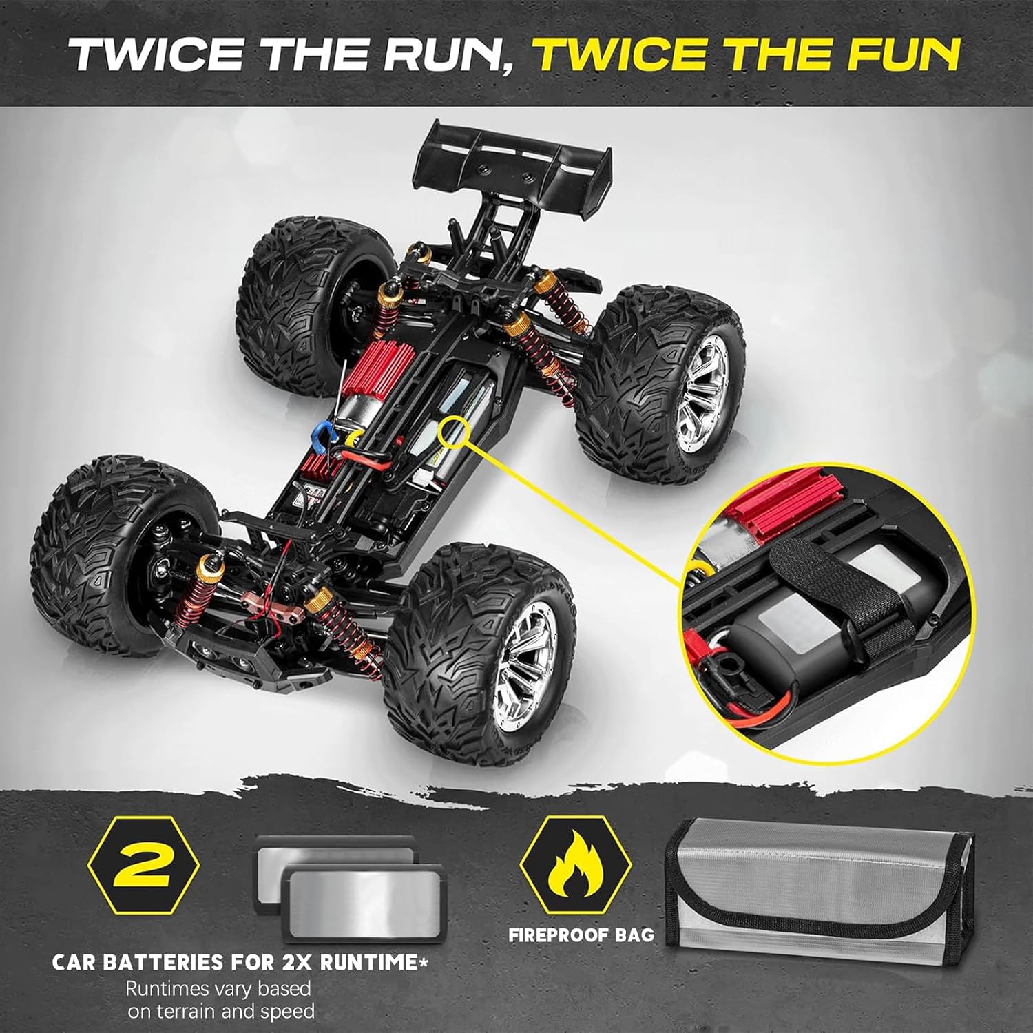 4x4 RC Cars for Adults 48kmh High-Speed - 1:12 Scale Large Waterproof Remote Control Truck, Offroad Electric Monster Car, 2 Batteries 30+ Min Play