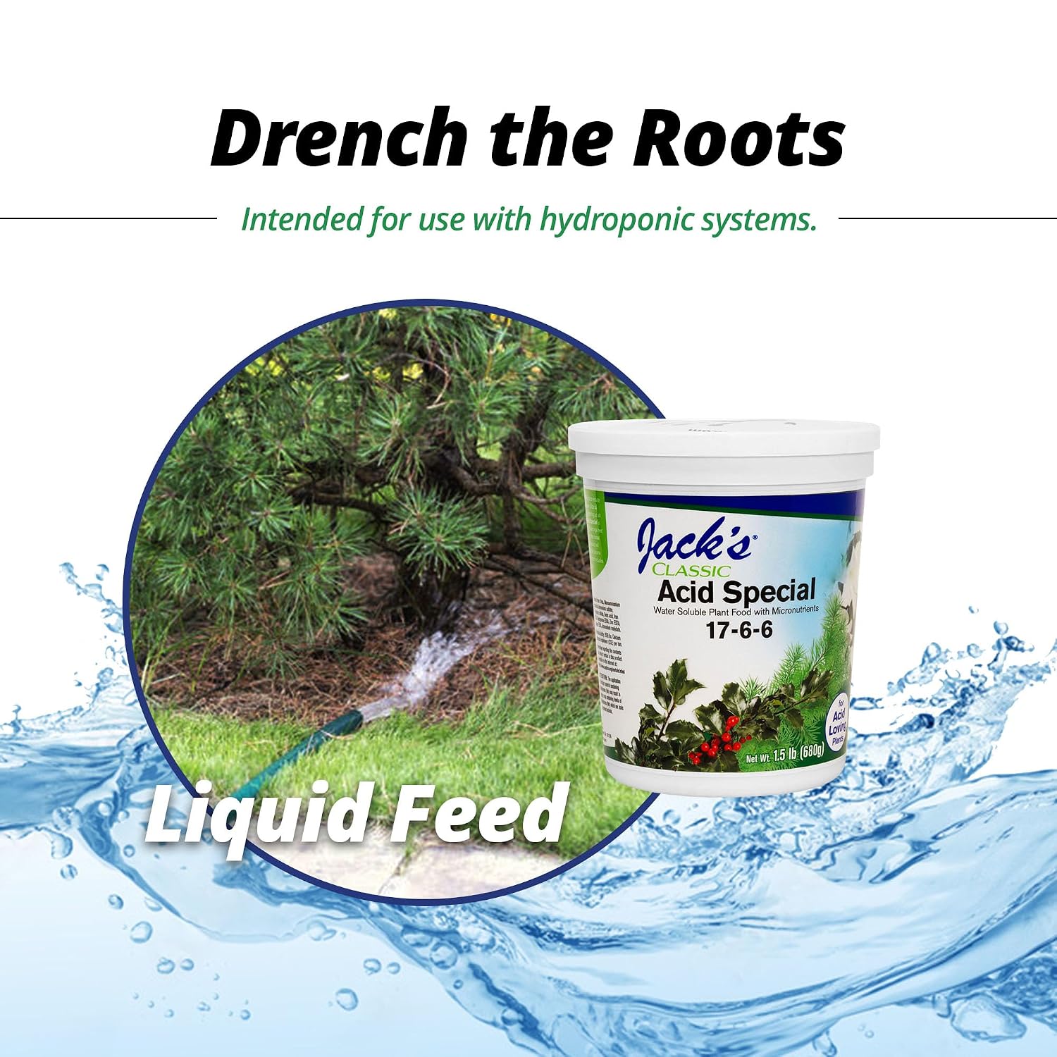 Jack's Classic 17-6-6 Acid Special Water-Soluble Fertilizer, 1.5lb | Powdered, Targeted Micronutrient Package, for Vegetative Growth and Blooms in Acid-Loving Plants, Liquid Root Drench