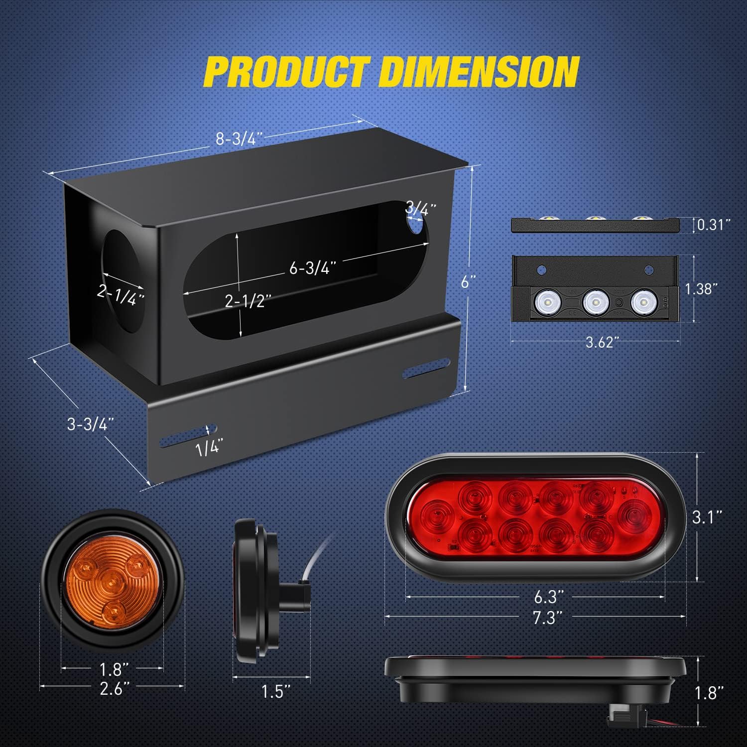 Nilight Steel Weld-On Trailer Light Box Kit with 6 Inch Oval LED Tail Light