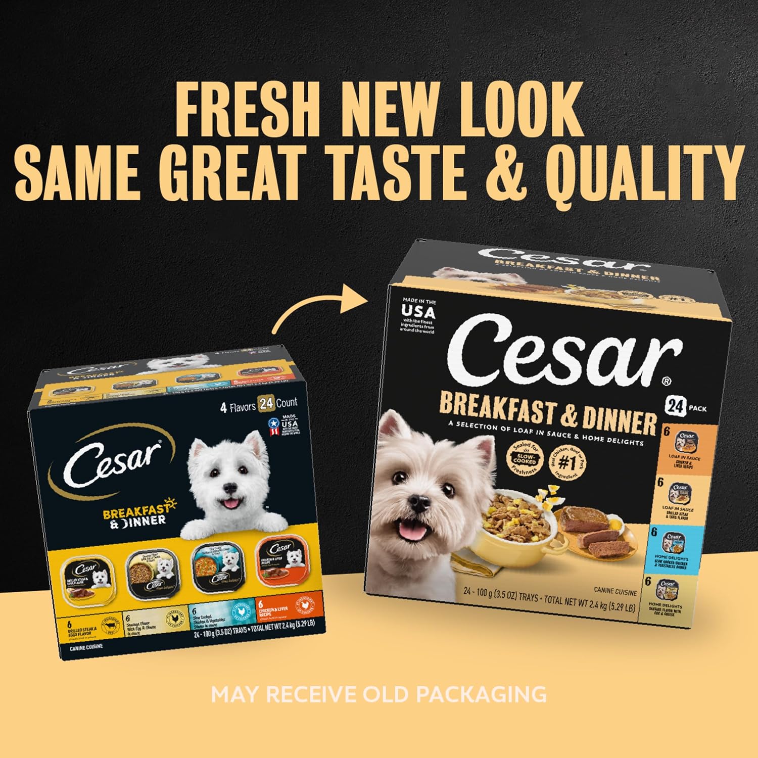 Cesar Wet Dog Food, Steak Lovers Variety Pack, 3.5 oz, 36 Count | Real meat #1 ingredient, easy peel trays, 100% complete & balanced, no fillers, no added sugar, no artificial flavors