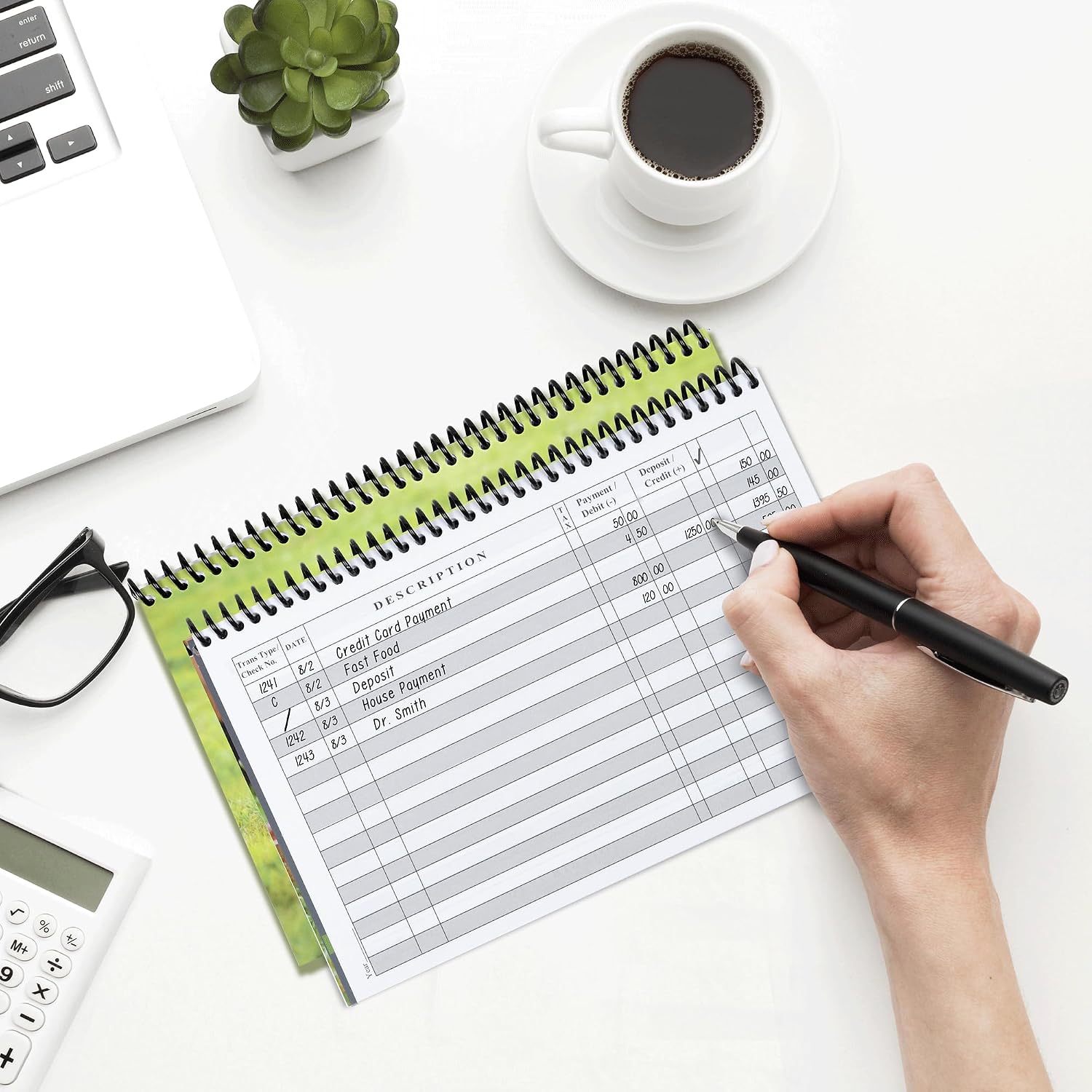 The Superior Register - Simple Account Tracker - Big Checkbook Register & Financial Ledger - Debit Card Register - Bank Register - 1 Pack, Teal, Wide Edition