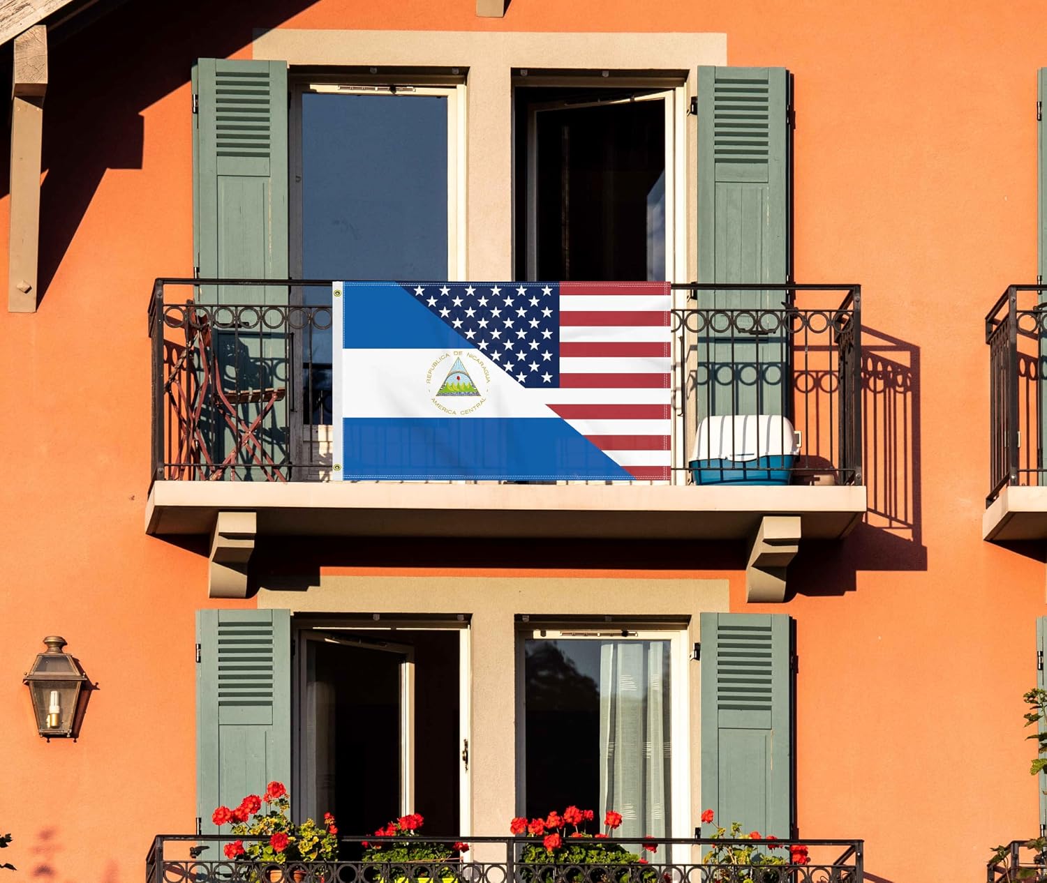 3×5 FT USA Nicaragua Friendship Flag, Large 150D America Nicaraguan Outdoor Banner