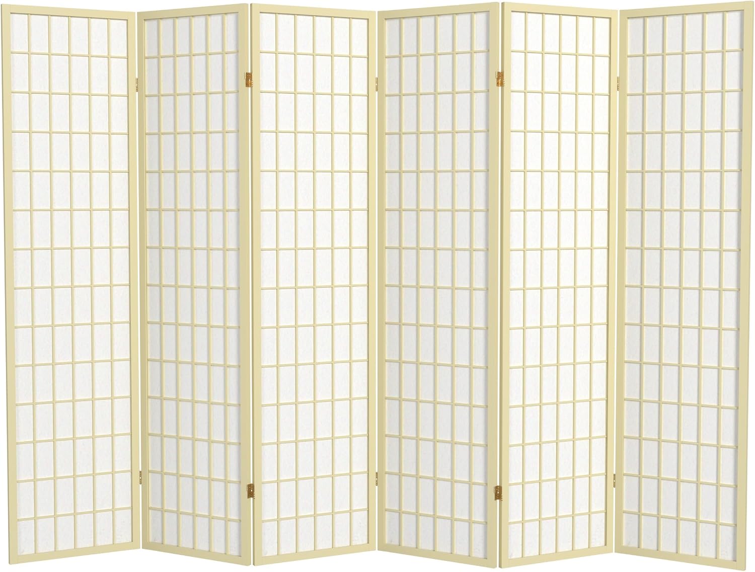 Red Lantern 6 ft. Tall Window Pane Shoji Screen - Walnut - 5 Panels