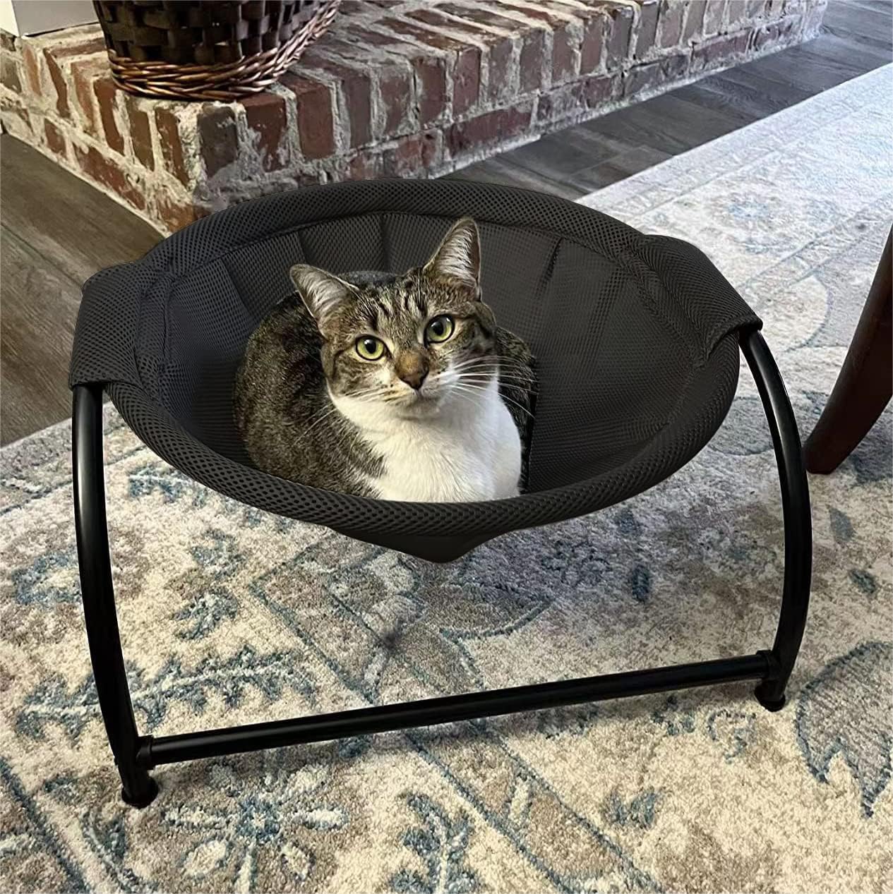 JUNSPOW Cat Bed Sleeping Cat Hammock, 16.9in x 16.9in x 9.5in, Grey