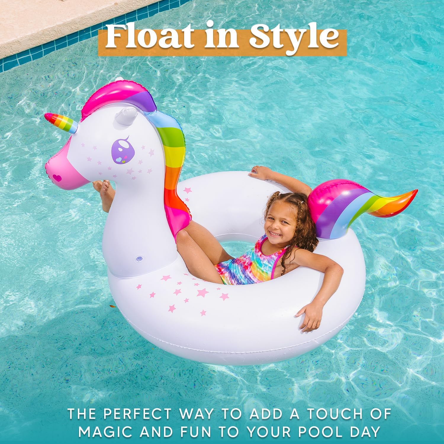 JOYIN 2-Pack Flamingo Unicorn Pool Float - Fun Floaties Inflatable Swimming Pool Tubes Toys Party Decorations