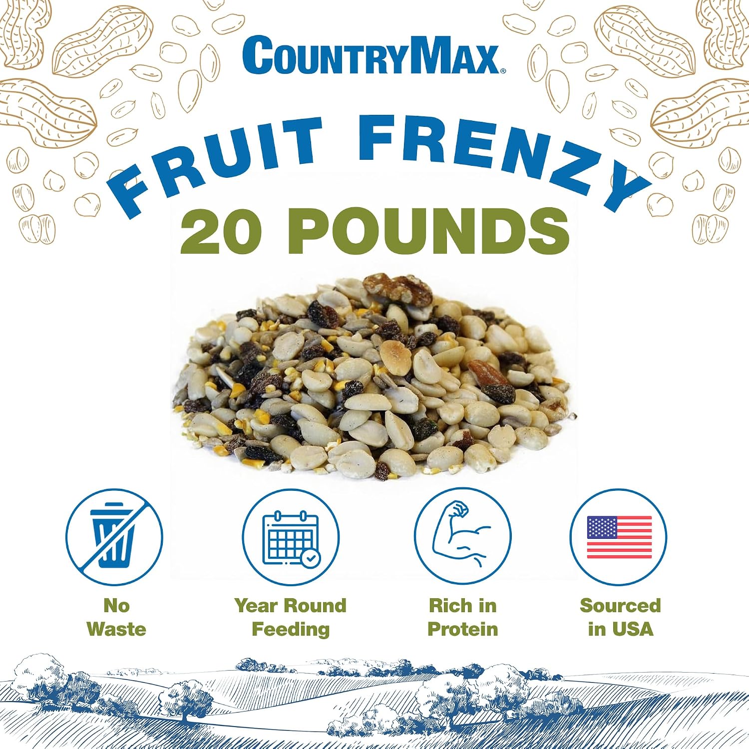 Backyard Seeds Woodpecker No-Waste Bird Seed Mix 5lbs - Premium Shelled Peanuts & Sunflower Chips, Small Bag of Wild Bird Food