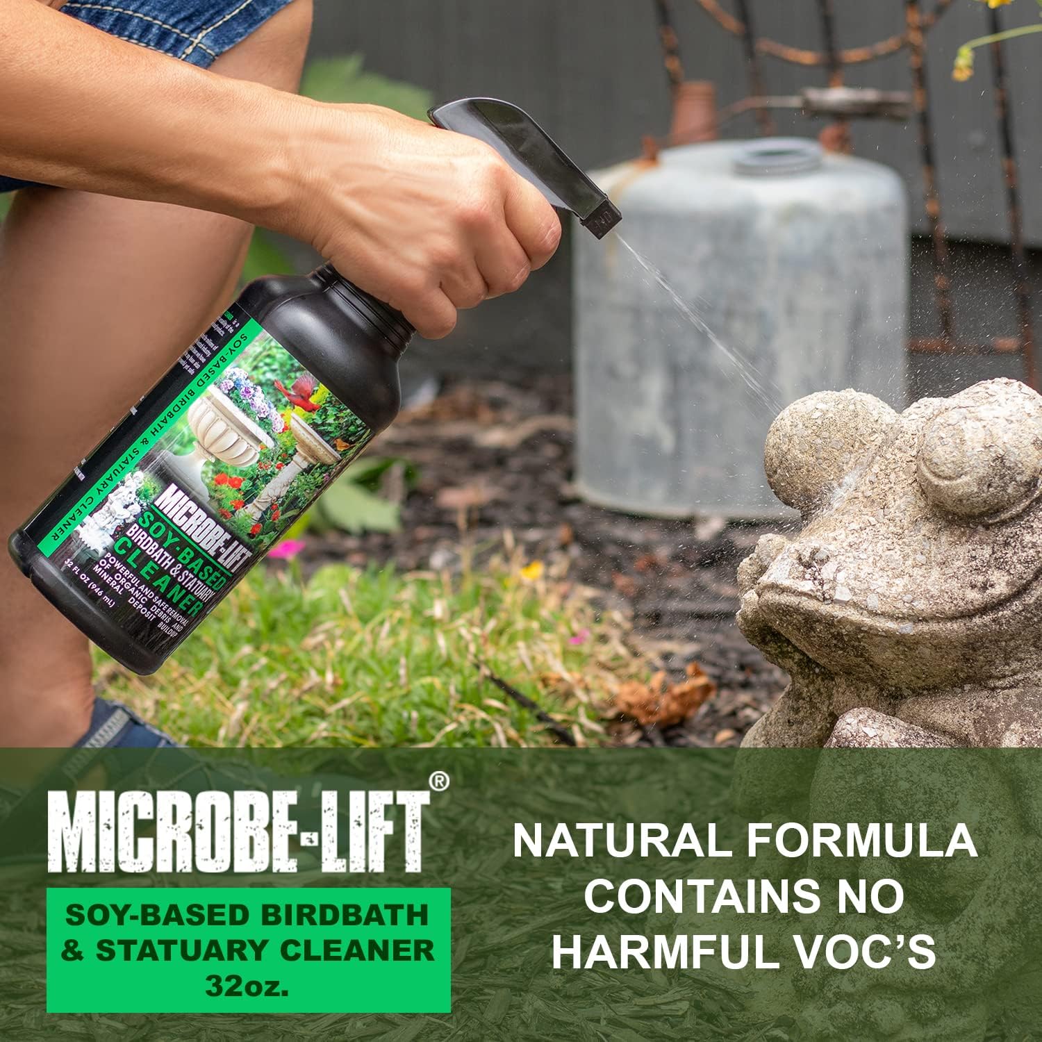 Microbe-Lift Soy-Based Birdbath & Statuary Cleaner – 32 Oz – Safe for Birds – Cleans Garden Statues, Stone, Brick & Sculptures – Natural
