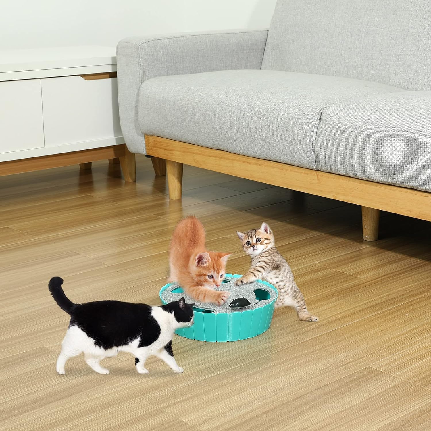 Pawaboo Interactive Cat Toy with Running Mouse, Automatic Track Kitten Toy | Electronic Motion Cat Toy for Indoor Cats, Pop and Play Hide Seek Cats Toys Hunting Mouse for Kitty Play Exercise, Green