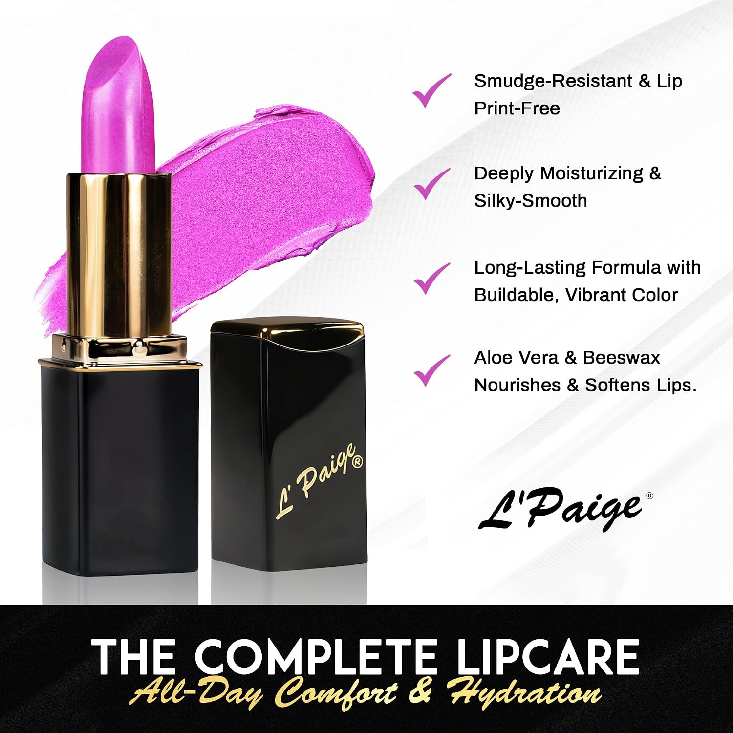 L’Paige Rosy Pearl Lipstick | Sheer Neutral Rose Lip Color | Aloe Vera Moisturizing Formula | Long-Lasting Hydrating Finish | Soft Silvery Pink Shade L56