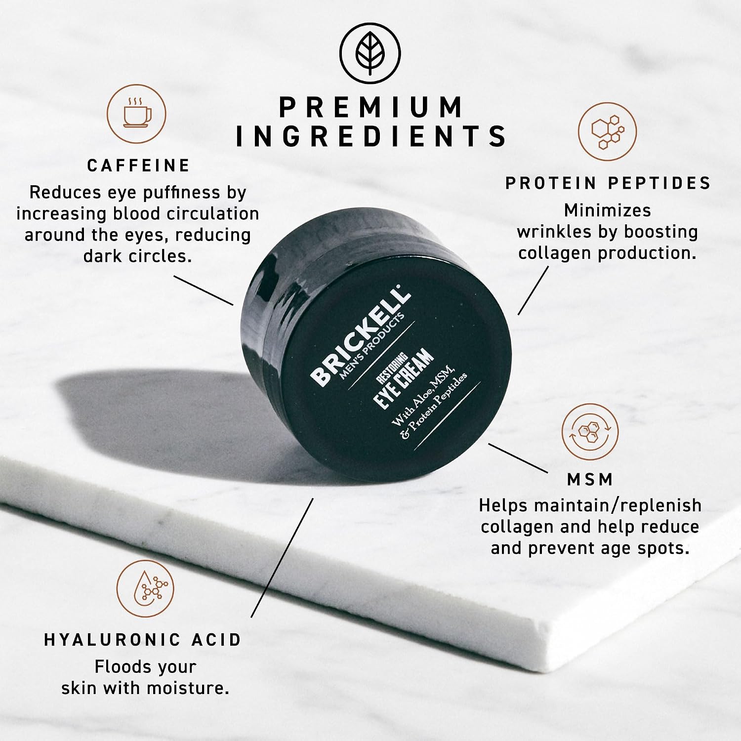 Brickell Men's Restoring Under Eye Cream for Men, Anti Aging Eye Balm To Reduce Puffiness, Wrinkles, Dark Circles, Crows Feet & Eye Bags, Caffeine