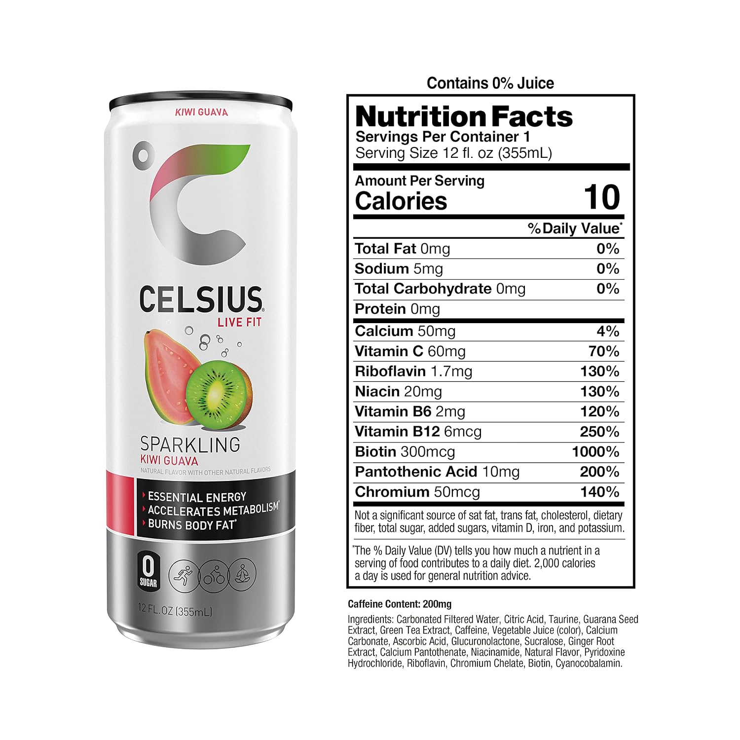 CELSIUS Sparkling Orange, Sugar Free Energy Drink, 12 Fl Oz (Pack of 4)