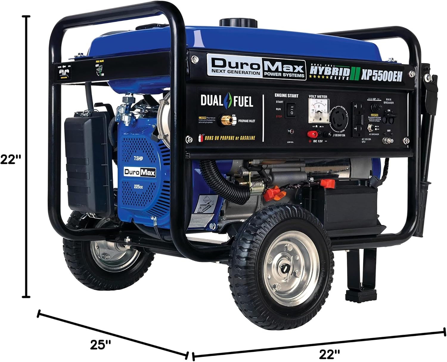 DuroMax XP12000EH 12,000-Watt Dual Fuel Portable Generator – Gas & Propane, Electric Start, Whole Home Backup Power, Transfer Switch Ready, RV & Emergency Ready