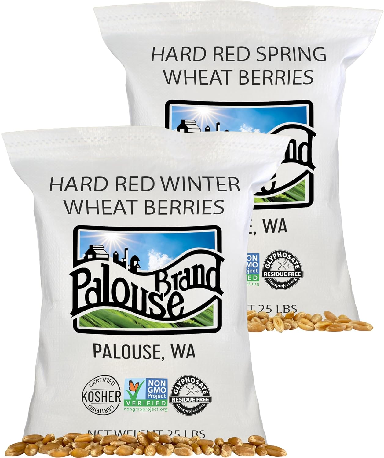 Palouse Brand Certified Glyphosate Residue Free Hard Red Winter Wheat Berries | 5 LBS | Family Farmed in Washington State | Non-GMO Project Verified | Certified Kosher Parve