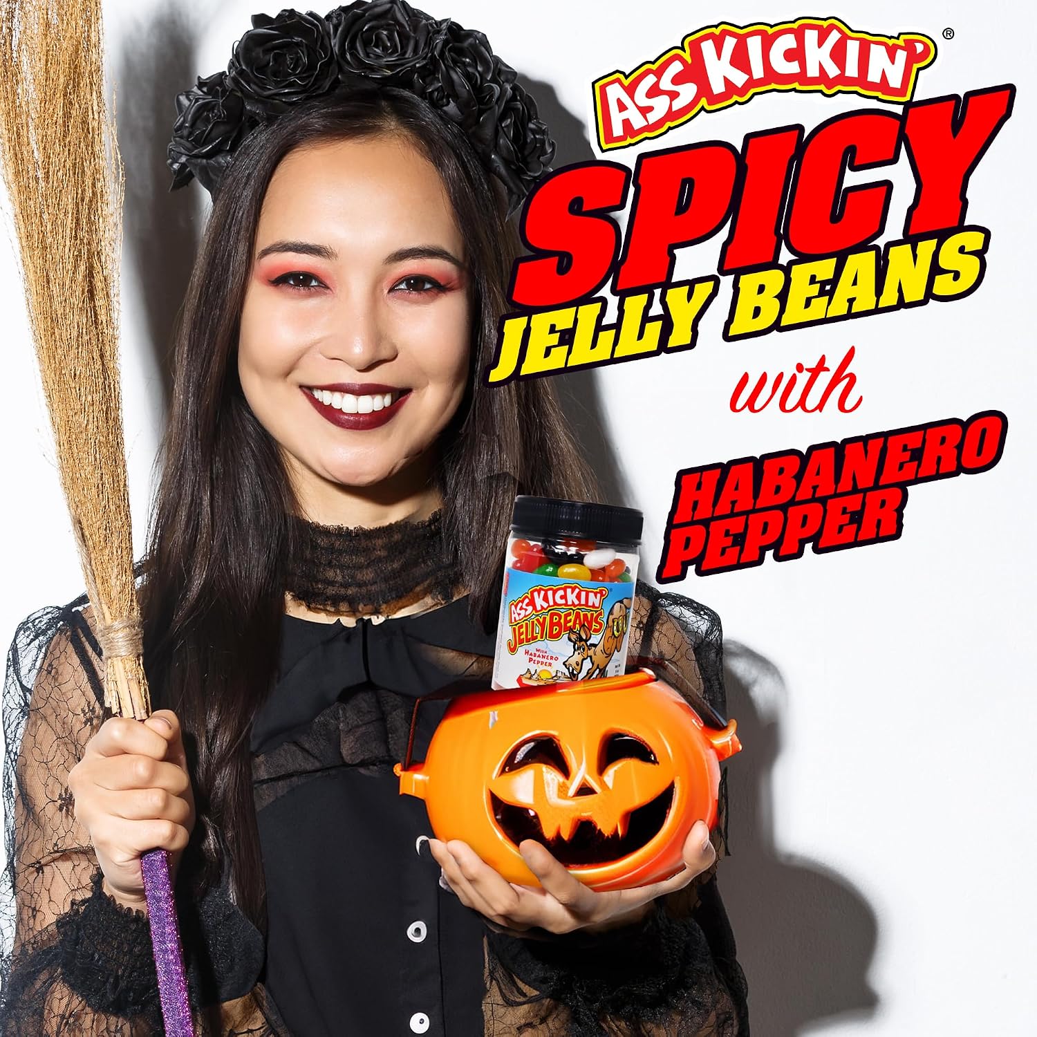 ASS KICKIN’ Hot and Spicy Jellybeans with Habanero Pepper - 9 Oz Resealable Jar - Great for Easter Candy or Food Challenge - Try the Gourmet Spicy Jelly Beans Candy