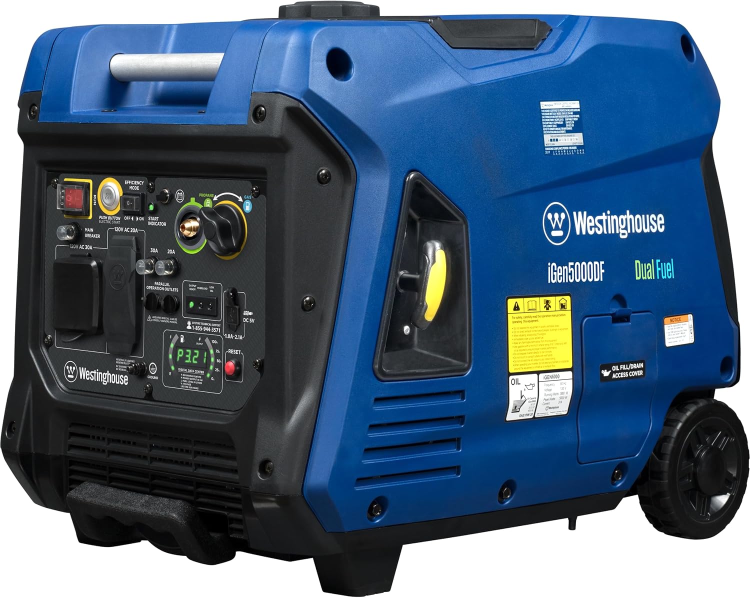 Westinghouse 5000 Peak Watt Super Quiet Portable Inverter Generator, Remote Electric Start with Auto Choke, Wheel & Handle Kit, RV Ready, Gas Powered, Parallel Capable