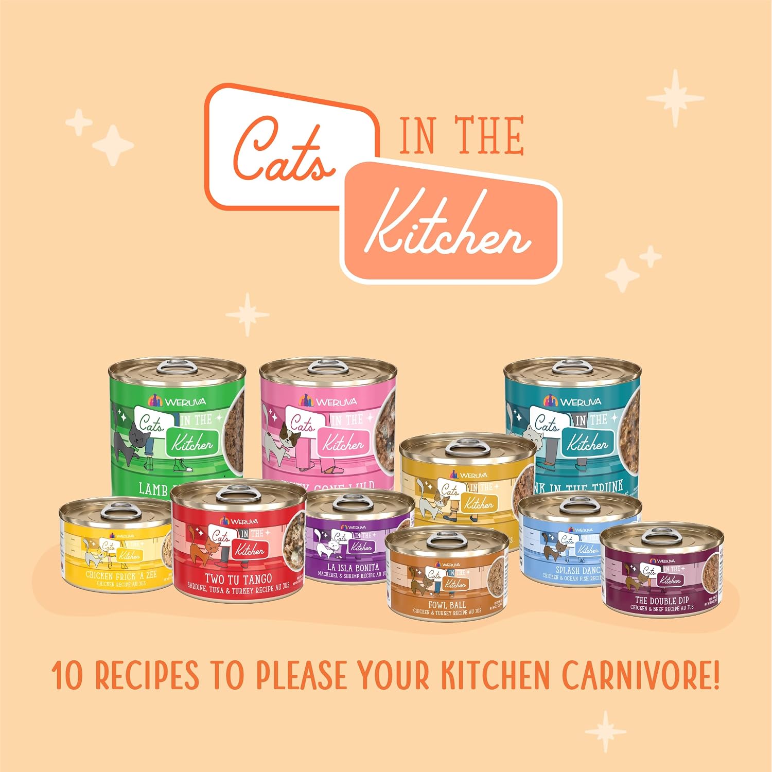 Weruva Cats in the Kitchen, Kitchen Cuties Variety Pack, Wet Cat Food, 3.2oz Can (Pack of 12)