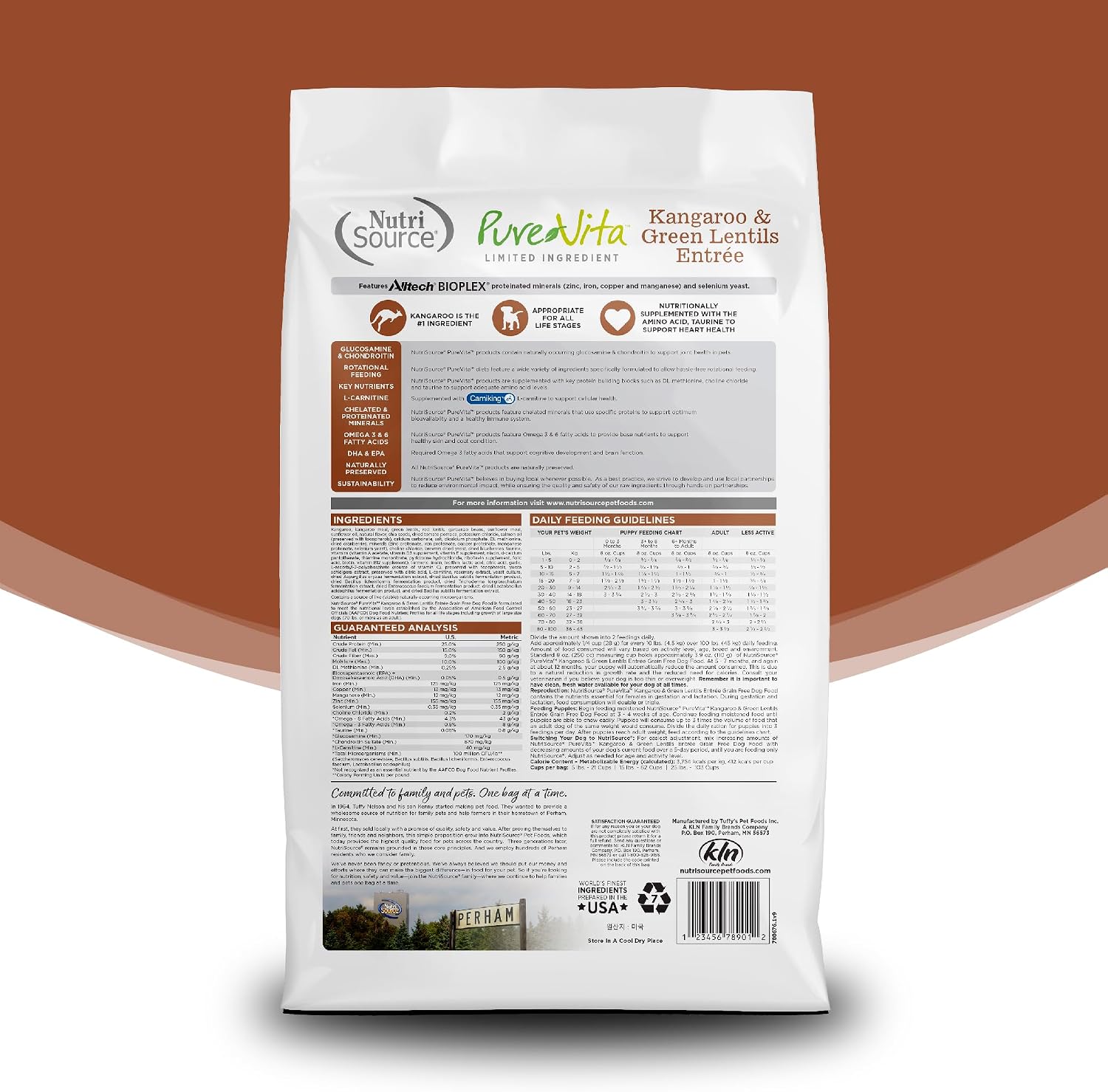 NutriSource Pure Vita Limited Ingredient Grain Free Dry Dog Food, Salmon and Peas, 25LB | Limited Ingredient, Single Protein, Sensitive Stomach, Allergy, Sweet Potato, Skin and Coat