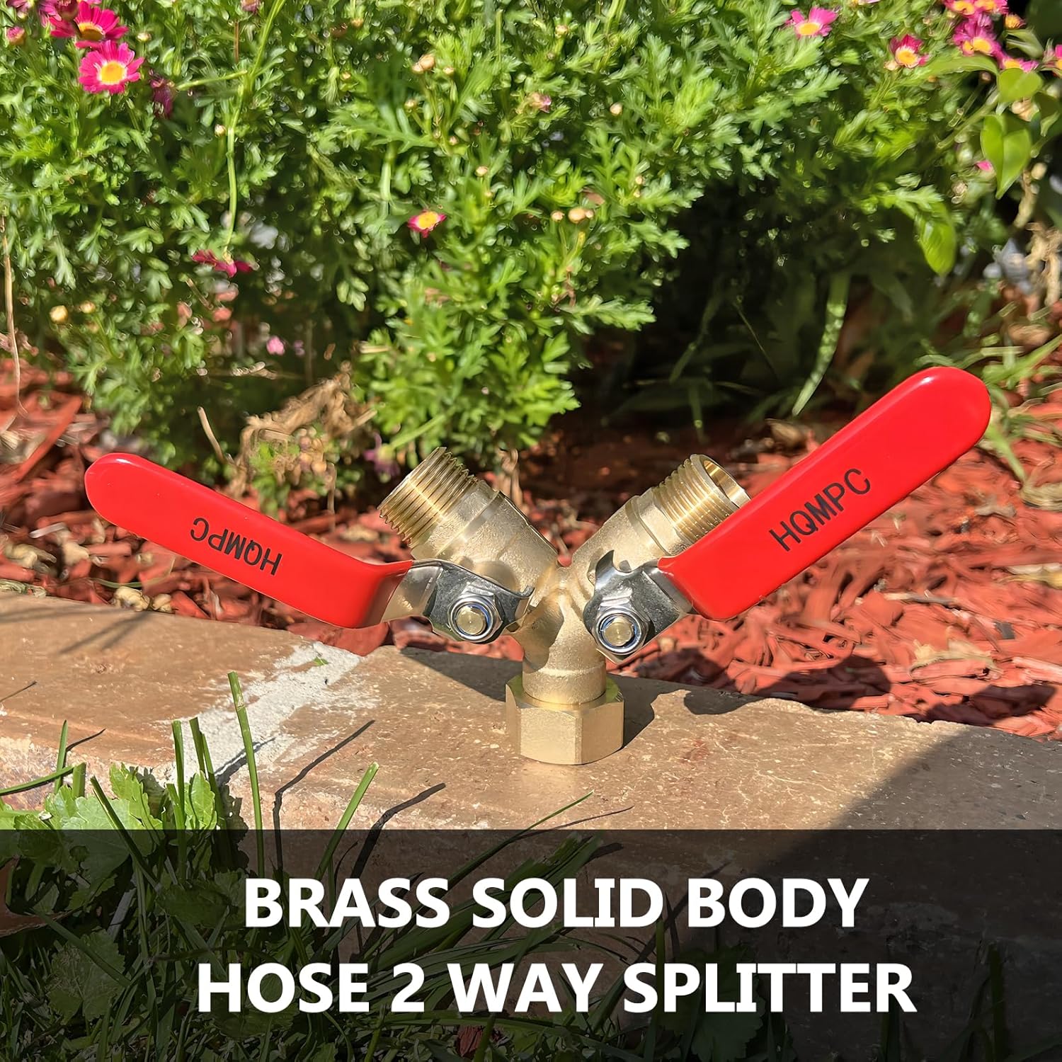 HQMPC Brass Garden Hose Y Valve Hose Splitter Water Garden Hose Adapter 2 Way 3/4" GHT Thread