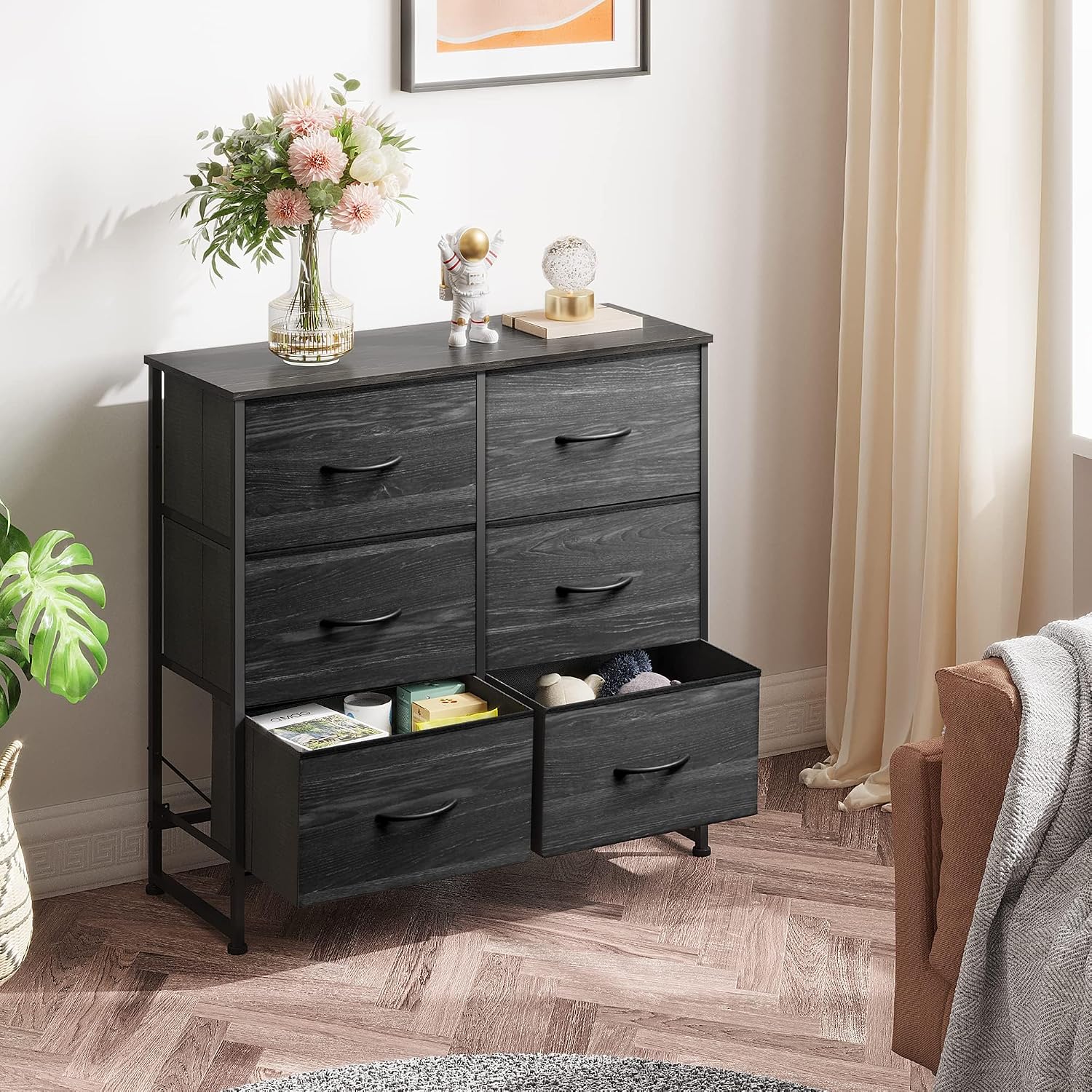 WLIVE Dresser for Bedroom with 6 Drawers, Light Grey