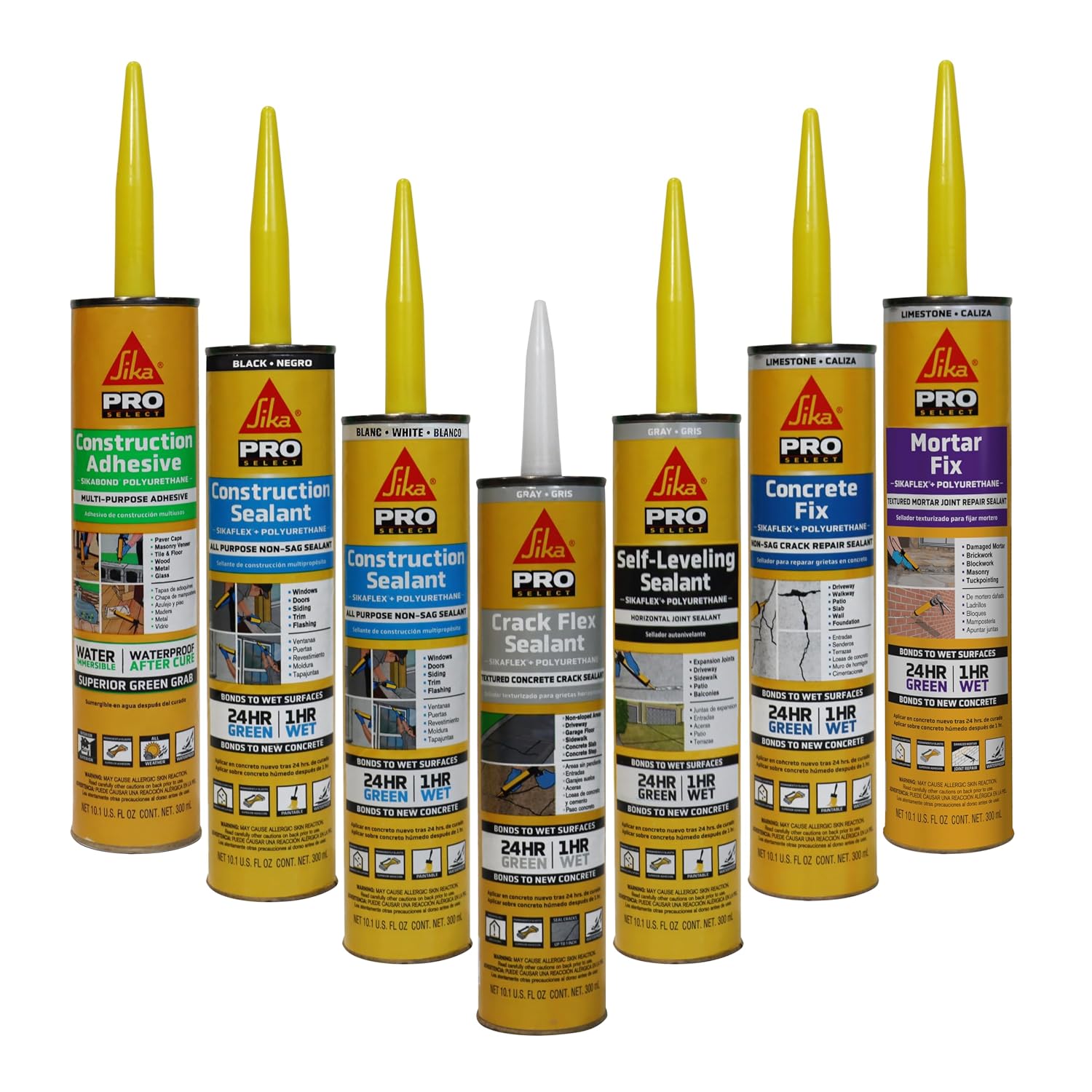 SIKA Sikaflex Construction Sealant - White, All-Purpose Polyurethane for Joints 1/2" or Smaller - 10.1 fl. oz - Weatherproof, High Elasticity, Paintable, Strong Adhesion