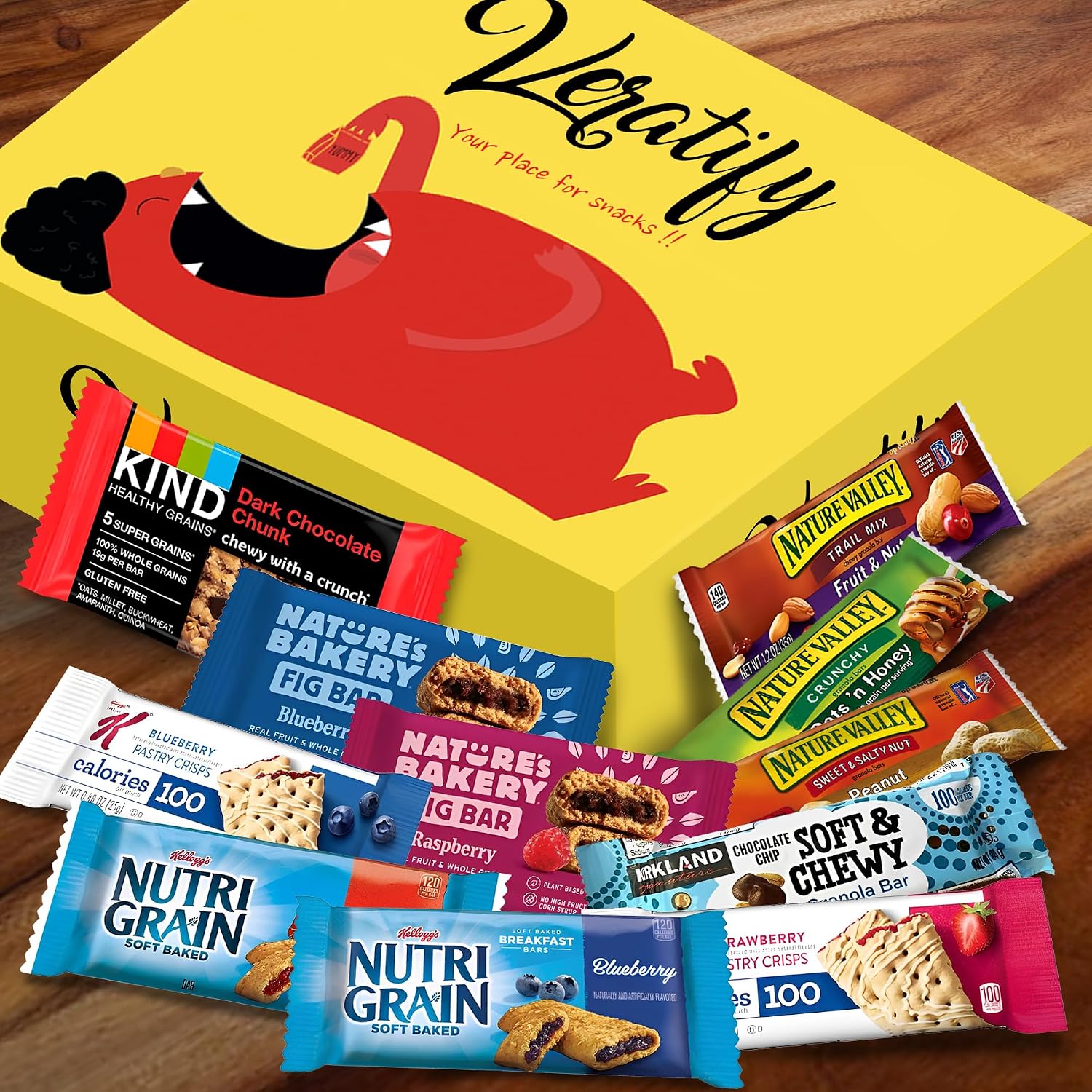 Veratify Healthy Mixed Snack Box (66 Count) Snacks Gift Basket Granola Bars Bulk Variety Grab and Go Men Women Adults Office Work Travel Employee