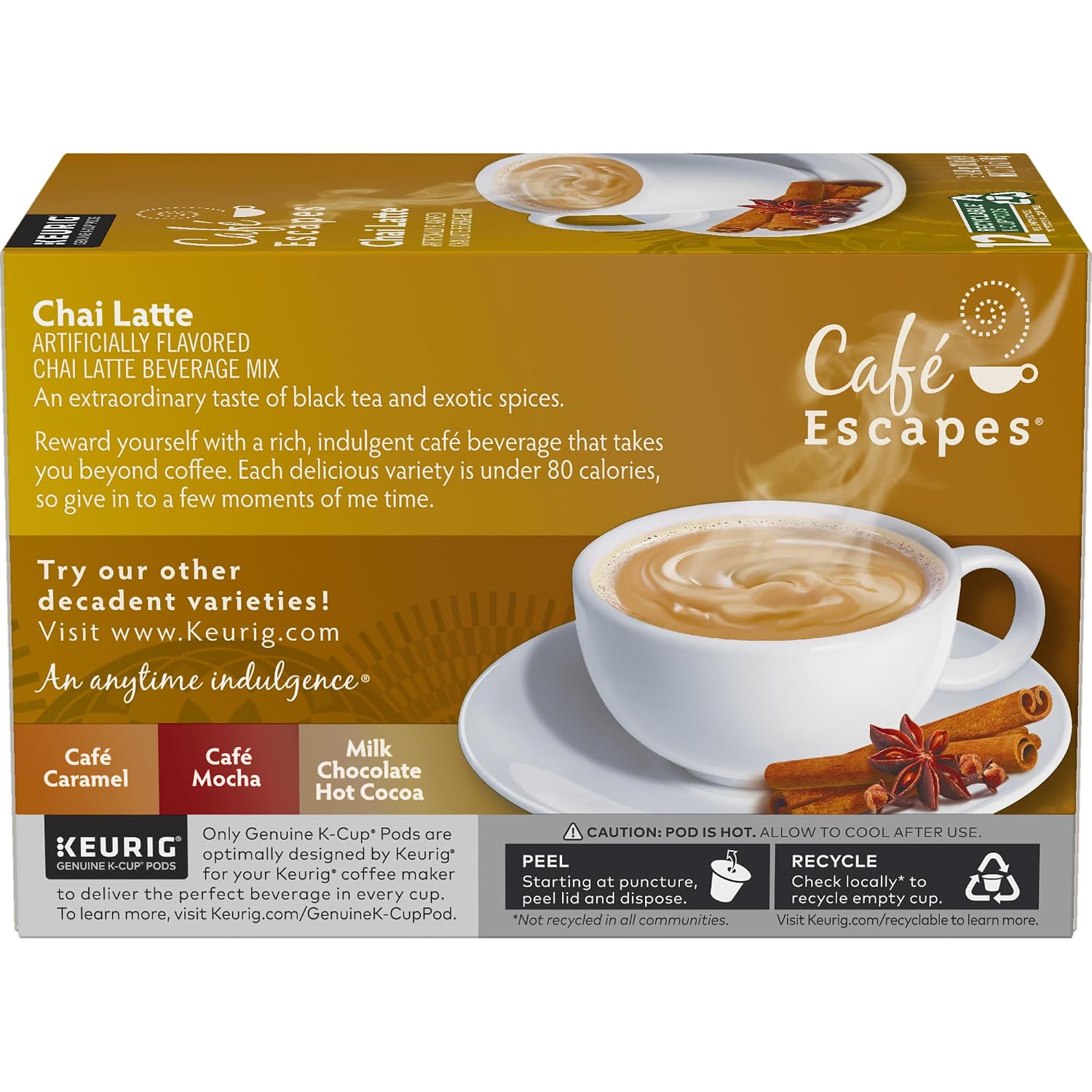 Cafe Escapes Chai Latte K-Cups, 16 Count (Packaging May Vary)