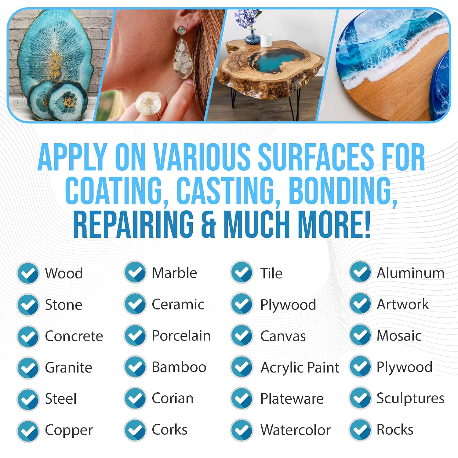 EPOXY Resin Crystal Clear 1 Gallon Kit | 1:1 Resin and Hardener for Super Gloss Coating | for Bars, Outdoor Table Top, Countertop