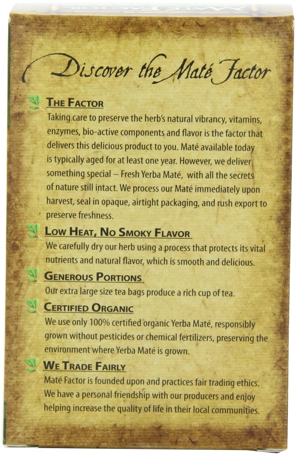 The Mate Factor Yerba Mate Energizing Herb Tea, Dark Roast, 20 Tea Bags (Pack of 3)